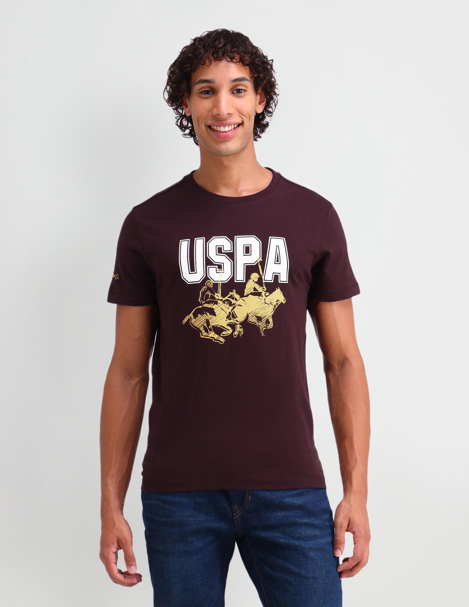 Brand Printed Muscle Fit T-Shirt Robibos Tea - U.S. Polo Assn. India | Large