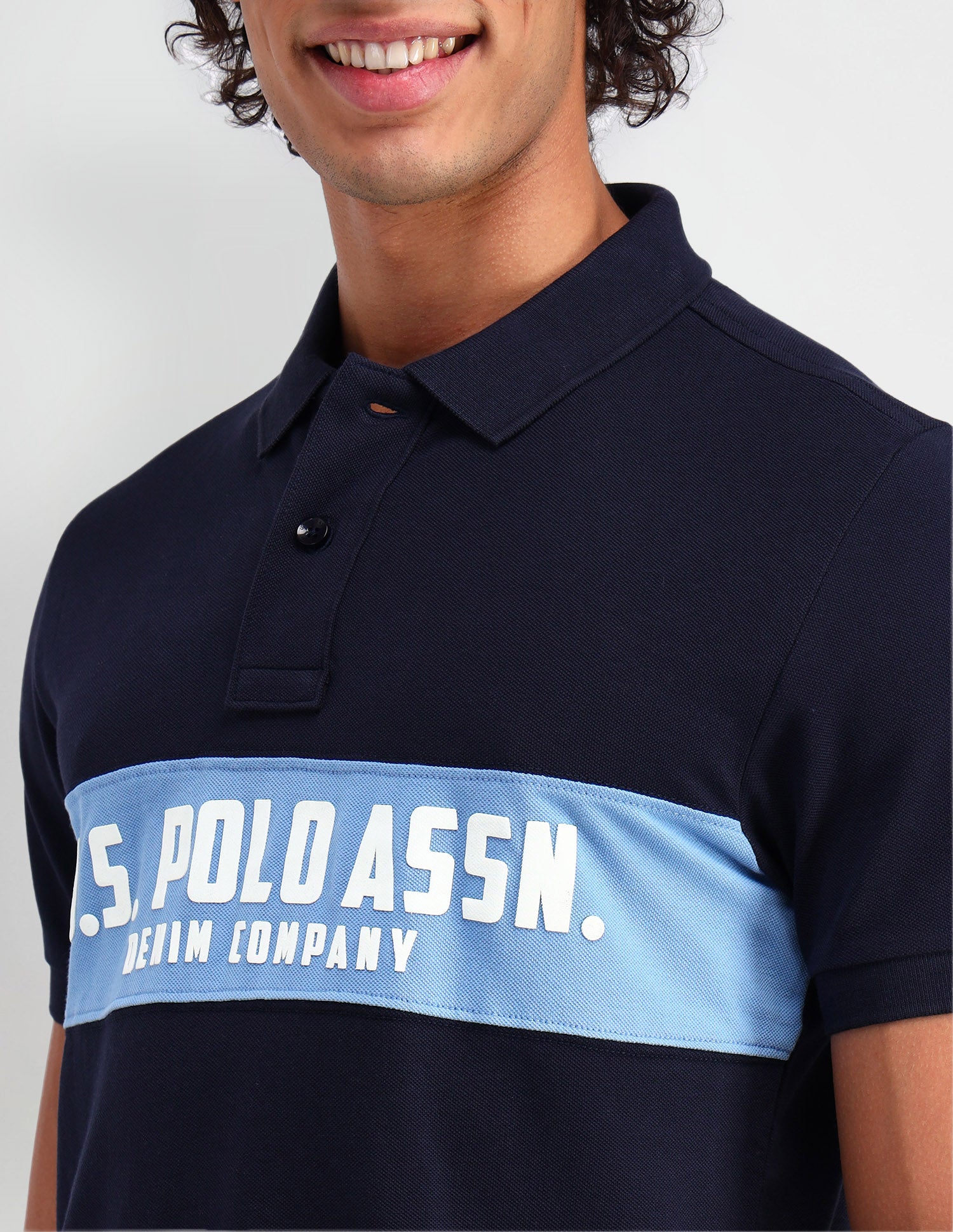Brand Printed Muscle Fit Polo Shirt Uspa Navy - U.S. Polo Assn. India | Large