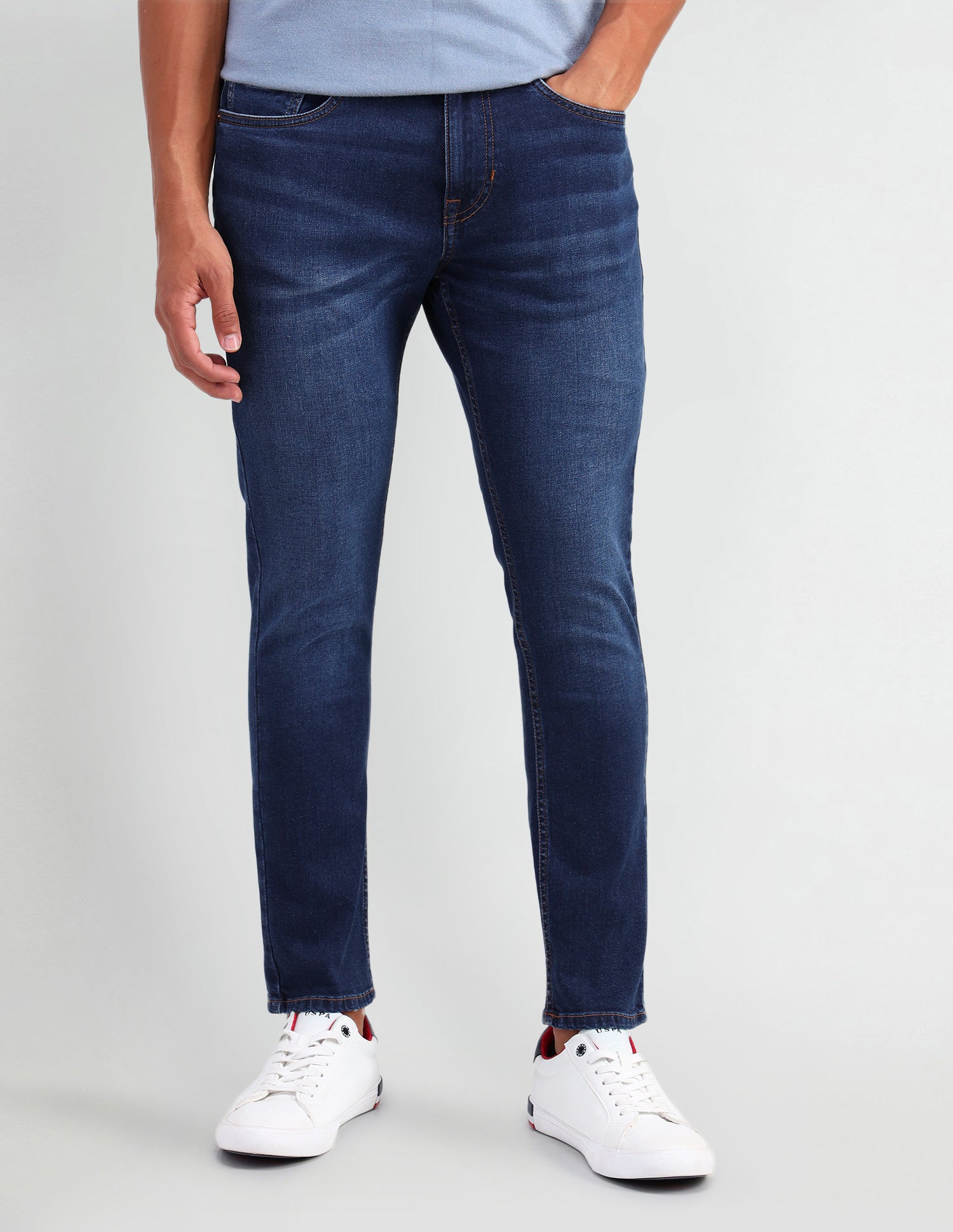 Henry Tapered Cropped Fit Blue Jeans Blue - U.S. Polo Assn. India | Large