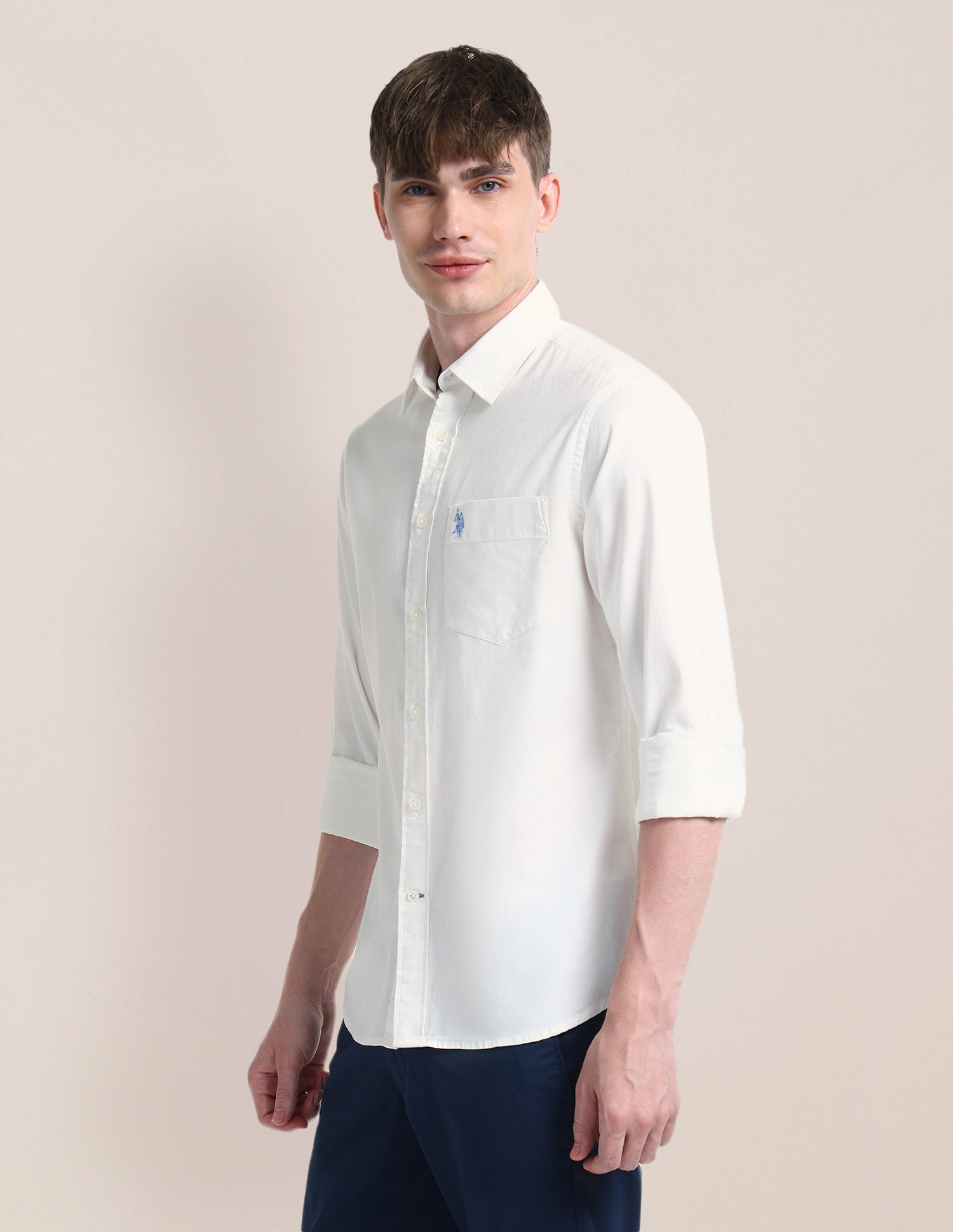 Solid Slim Fit Shirt White - U.S. POLO ASSN. | Large