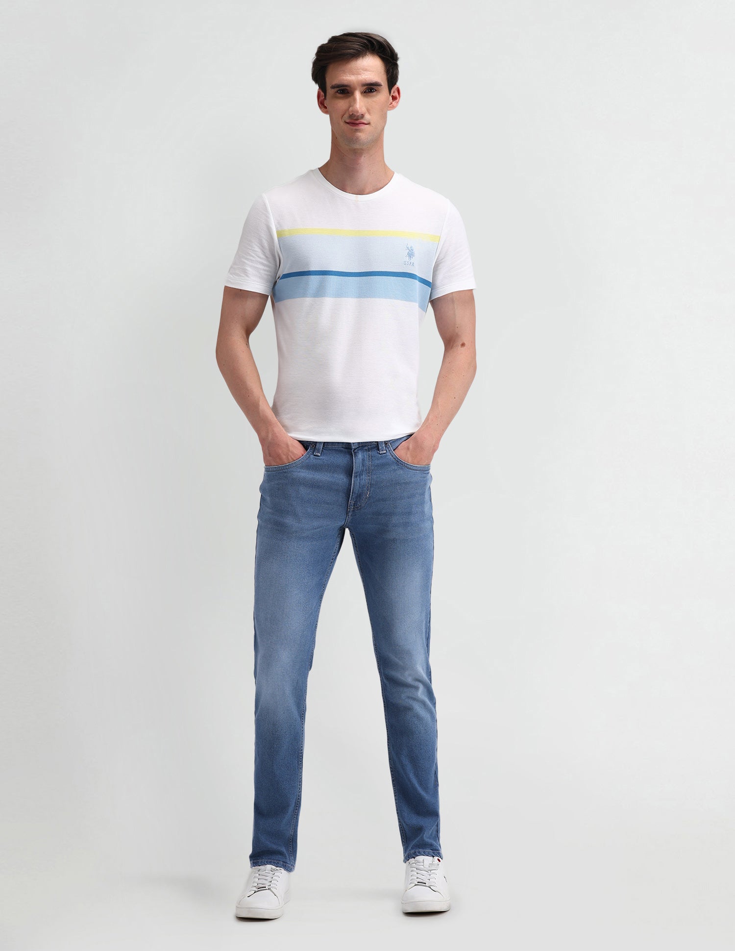 Brandon Slim Fit Tapered Blue Jeans Blue - U.S. Polo Assn. India | Large