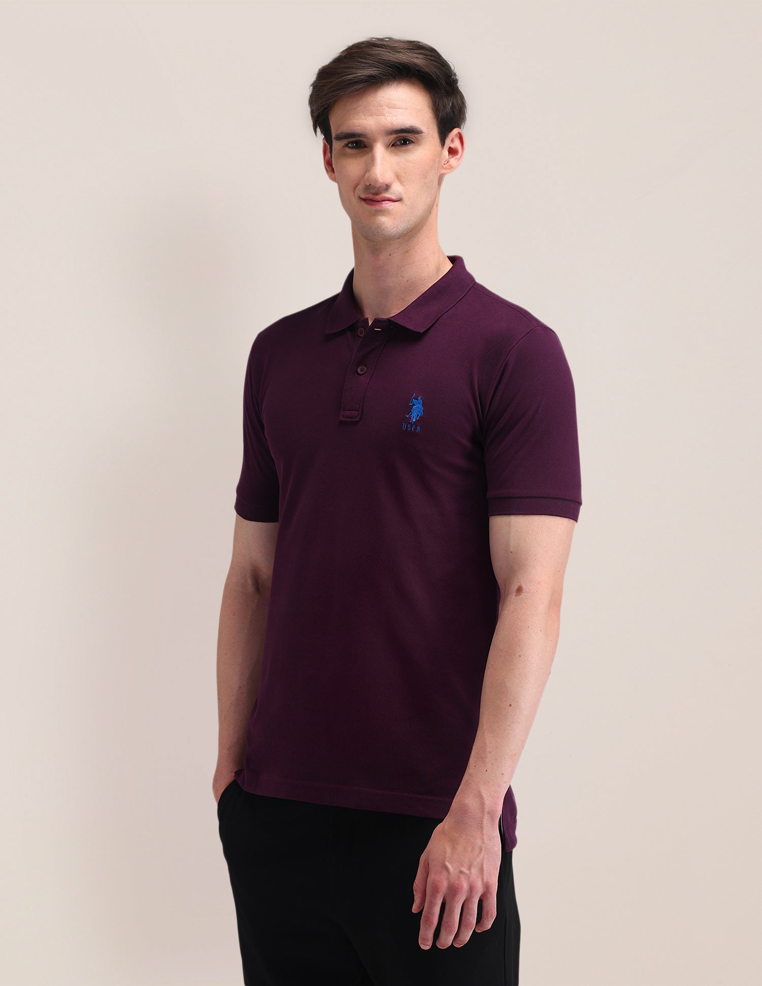 Solid Slim Fit Polo Shirt Purple - U.S. POLO ASSN. | Large