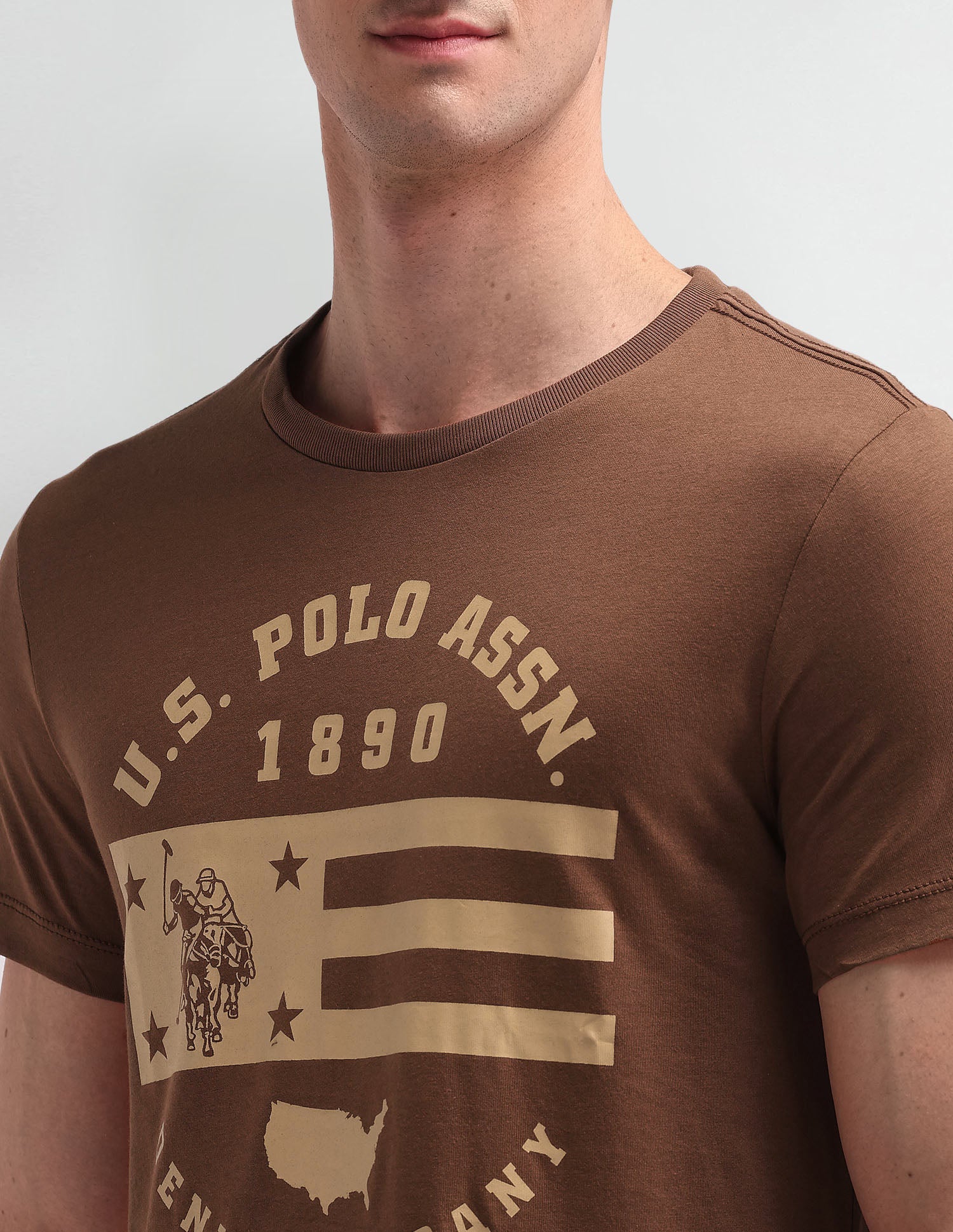 Graphic Printed Cotton T-Shirt Bombay Brown - U.S. Polo Assn. India | Large
