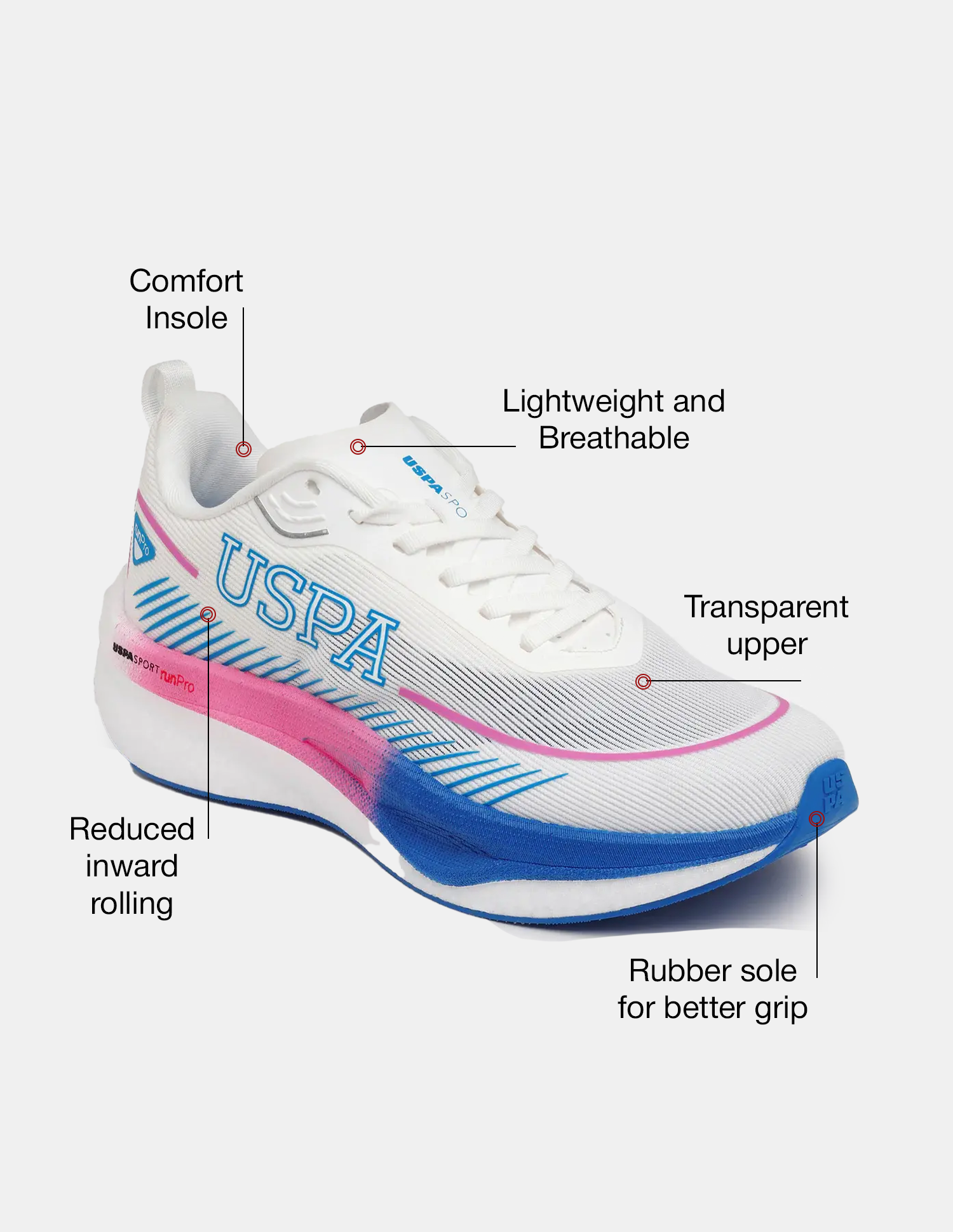 Men Otto USPA Sport Runpro Running Shoes White - U.S. POLO ASSN. | Large