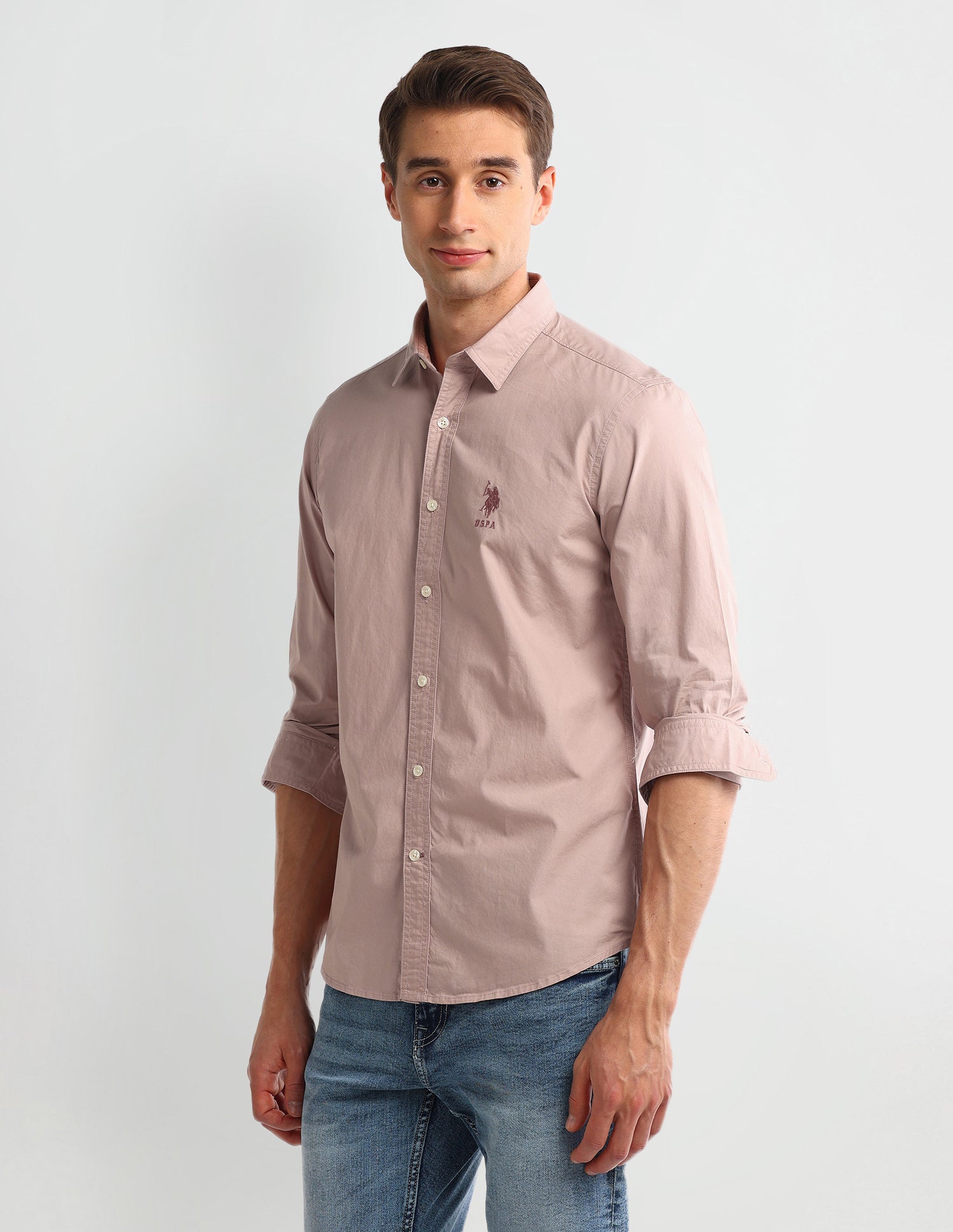 Solid Slim Fit Shirt Mauve - U.S. POLO ASSN. | Large