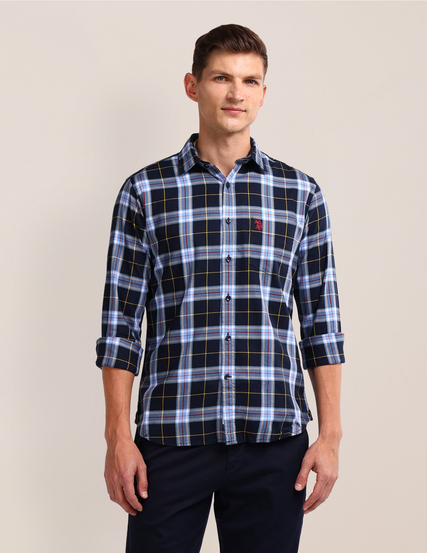 Plaid Checked Regular Fit Shirt Navy - U.S. Polo Assn. India | Large