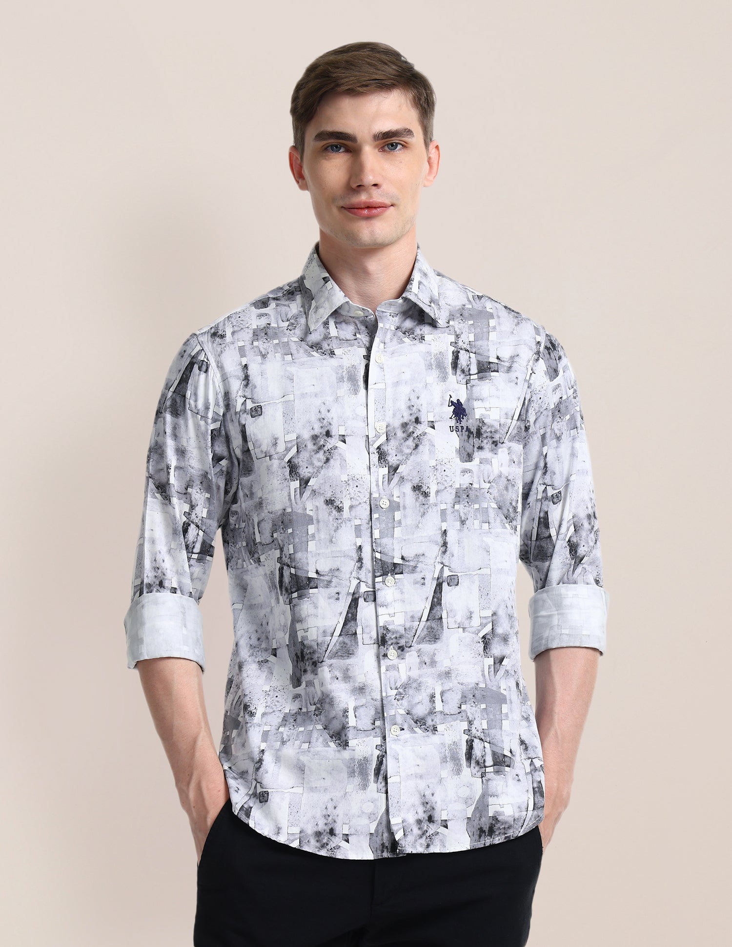 Abstract Regular Fit Shirt Light-Grey - U.S. POLO ASSN. | Large
