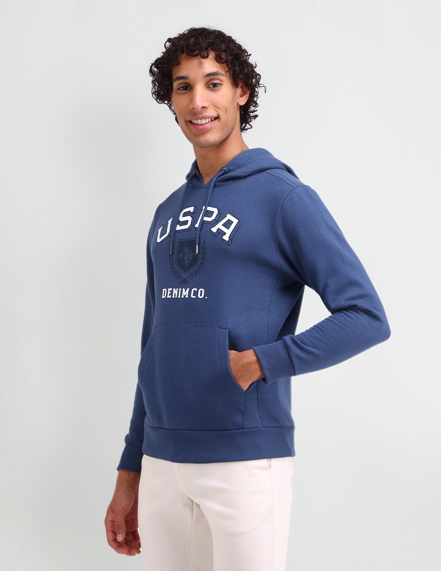 Hooded Brand Printed Sweatshirt Medium Blue - U.S. POLO ASSN. | Large