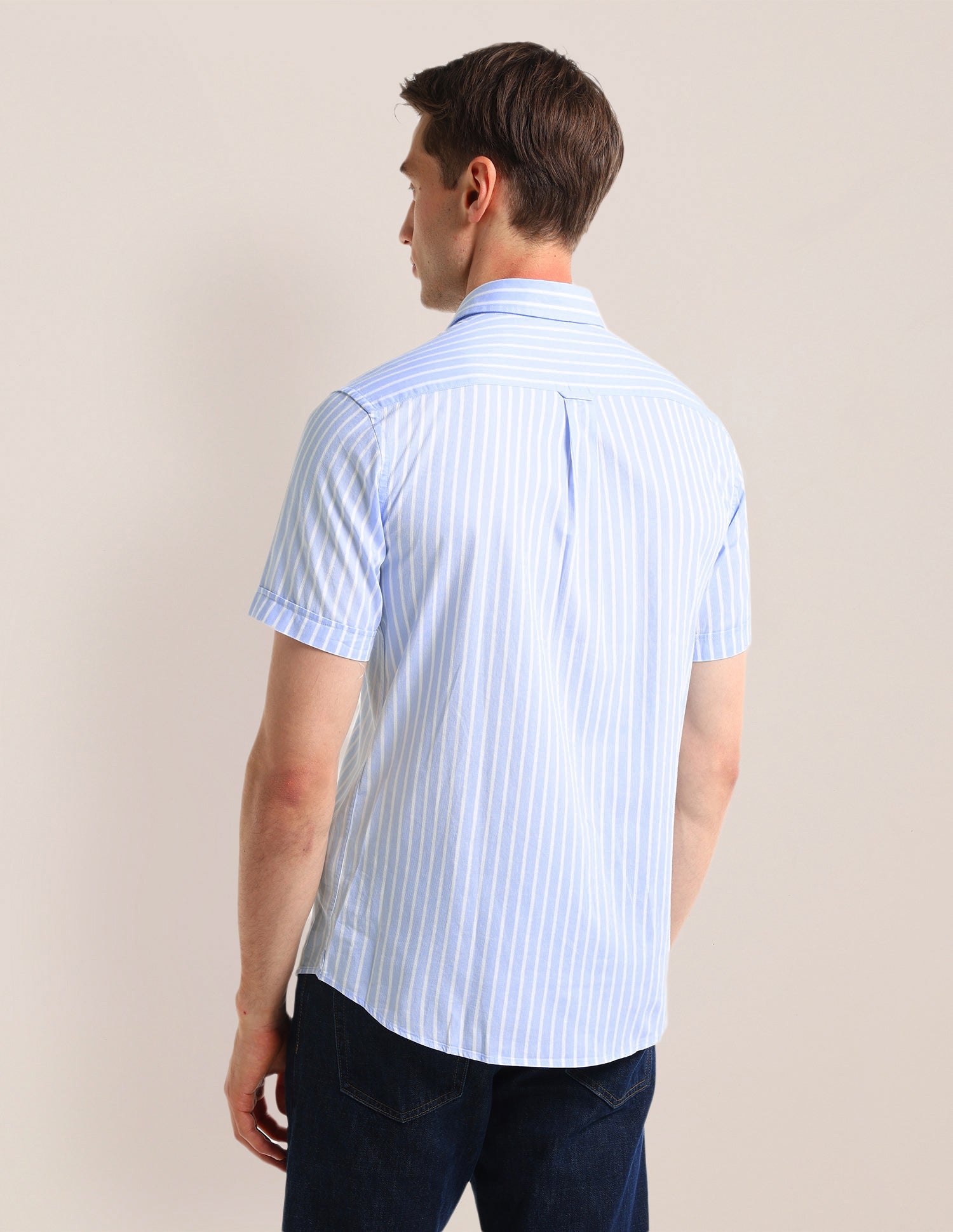 Regular Fit Dobby Cotton Shirt Light Blue - U.S. Polo Assn. India | Large