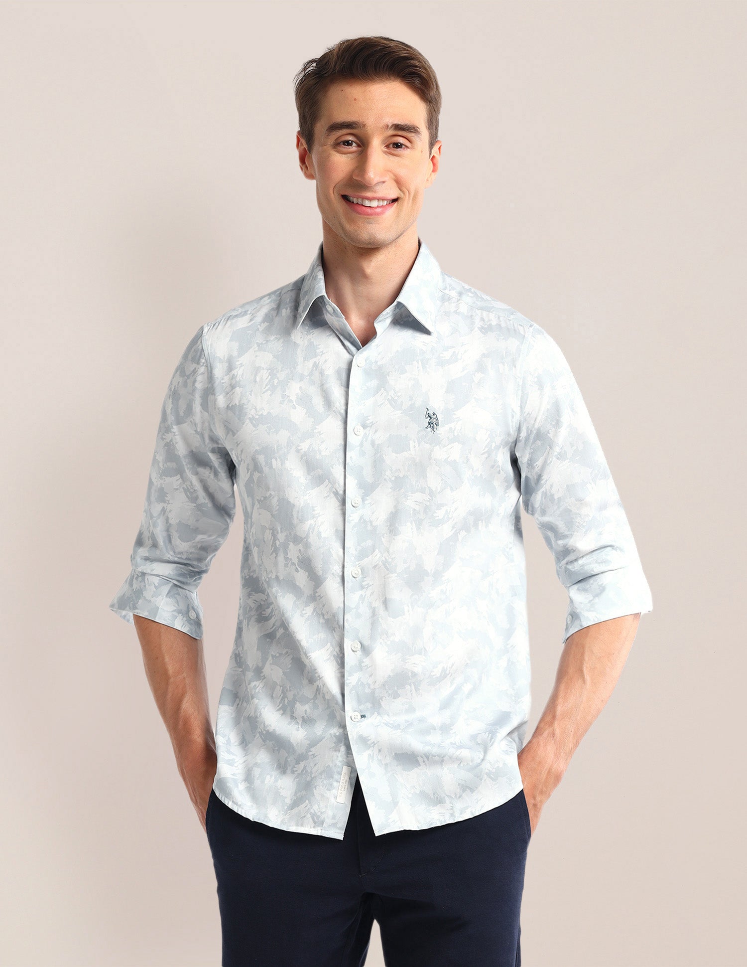 Abstract Regular Fit Shirt Light-Blue - U.S. POLO ASSN. | Large