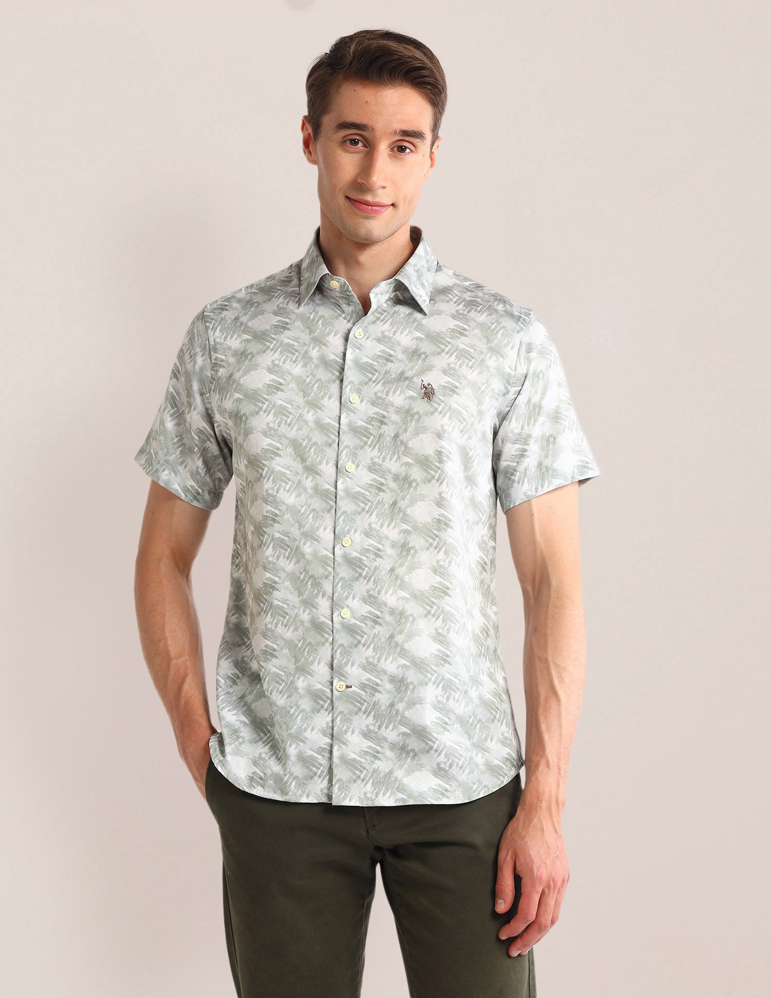 Abstract Regular Fit Shirt Light-Green - U.S. POLO ASSN. | Large