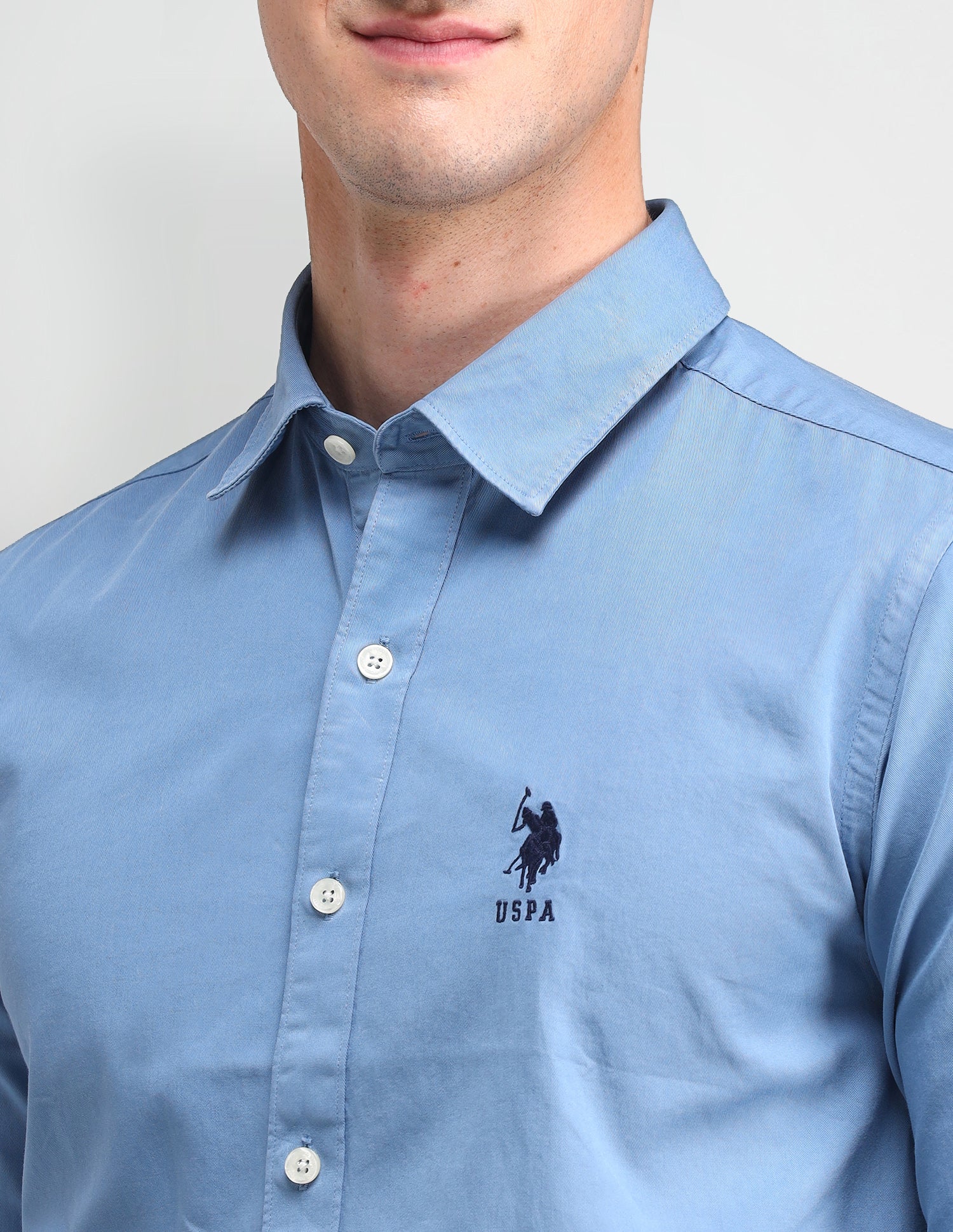Solid Slim Fit Shirt Blue - U.S. POLO ASSN. | Large