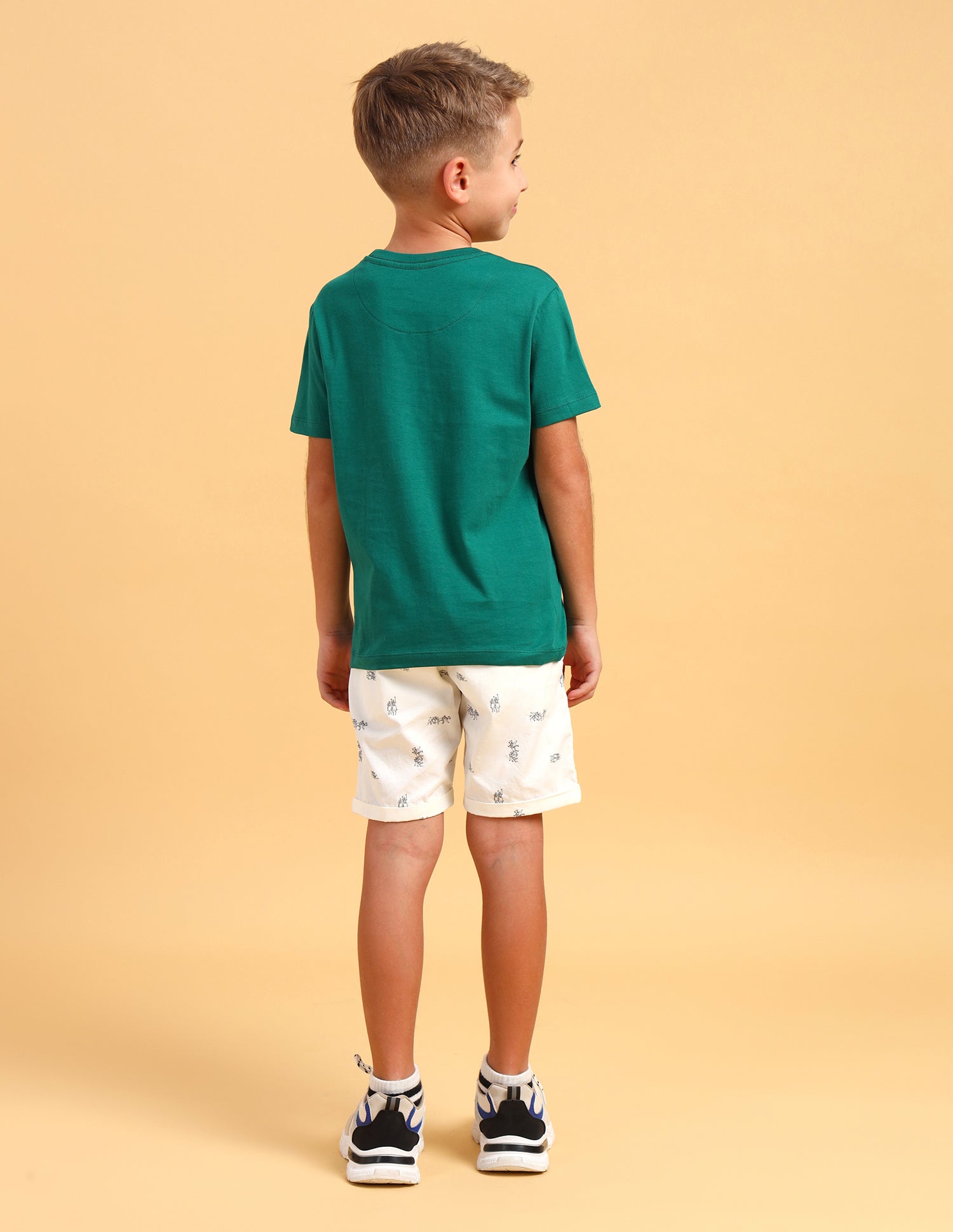 Boys Crew Neck Brand Printed T-Shirt Medium Green - U.S. POLO ASSN. | Large