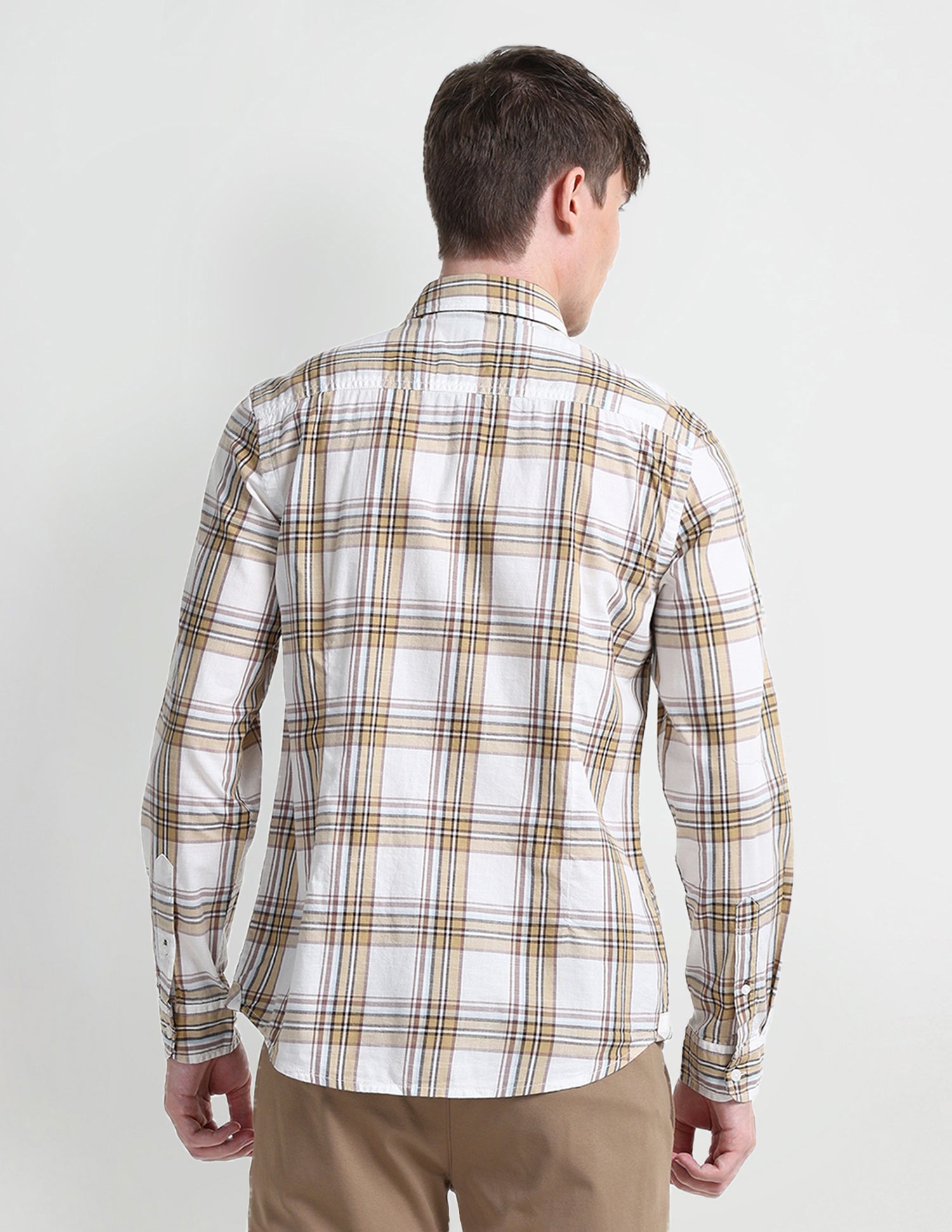 Dupplin Checked Slim Fit Shirt Beige - U.S. Polo Assn. India | Large