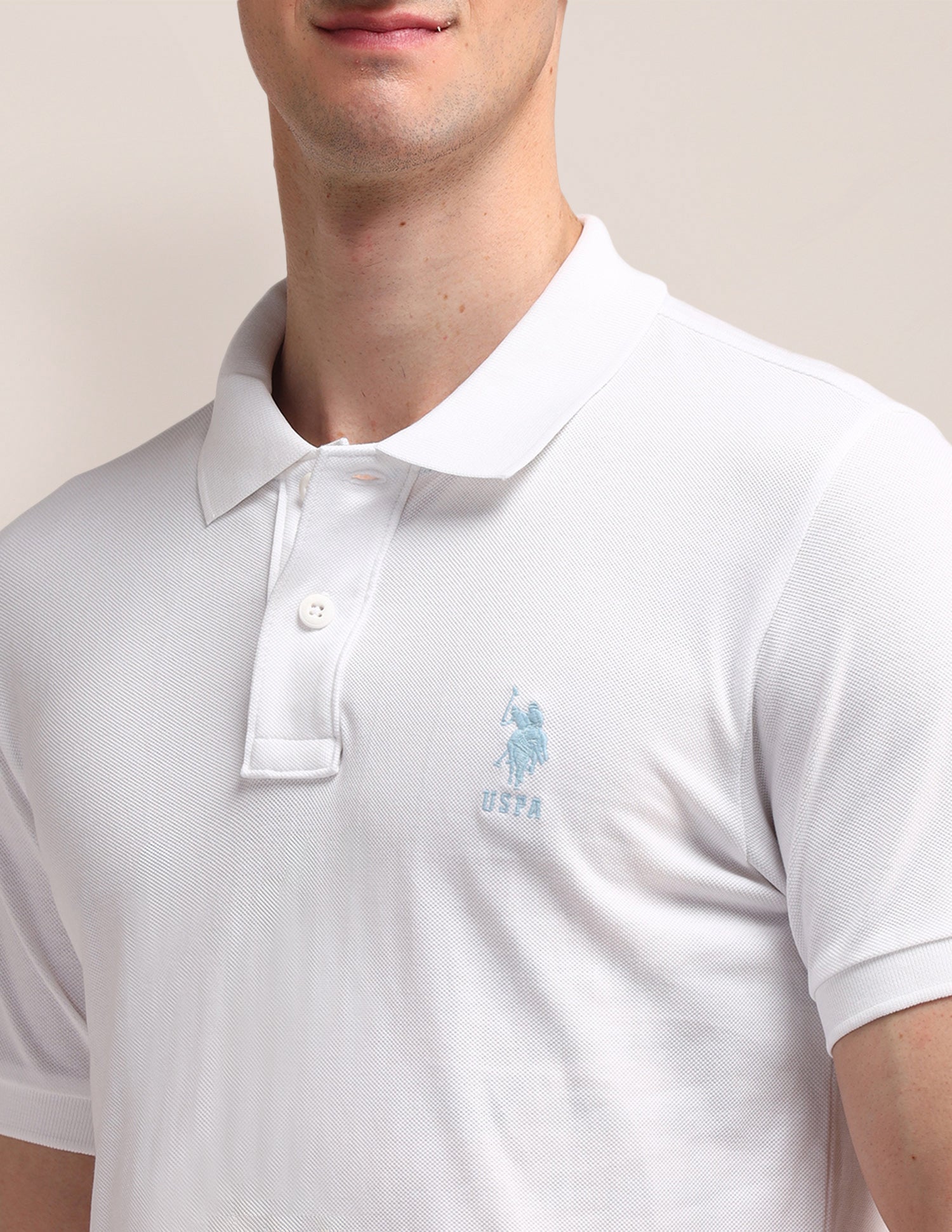 Solid Slim Fit Polo Shirt White - U.S. Polo Assn. India | Large