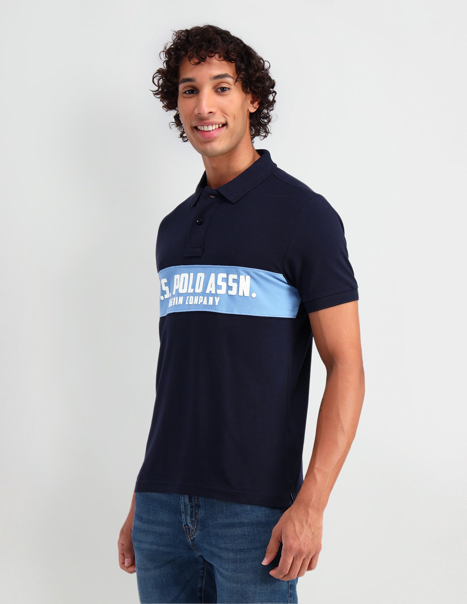Brand Printed Muscle Fit Polo Shirt Uspa Navy - U.S. Polo Assn. India | Large