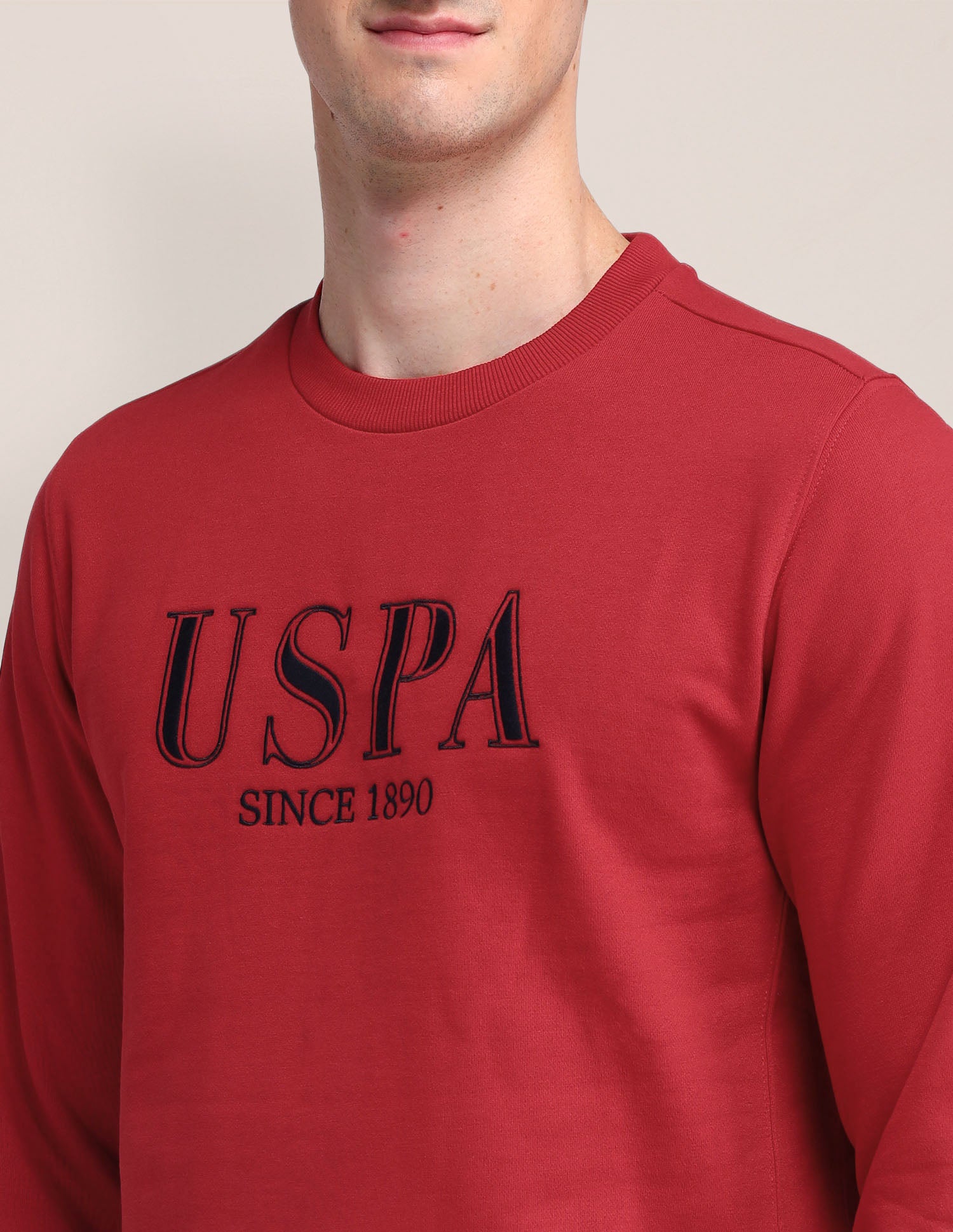 Crew Neck Brand Printed Sweatshirt Dark Red - U.S. Polo Assn. India | Large