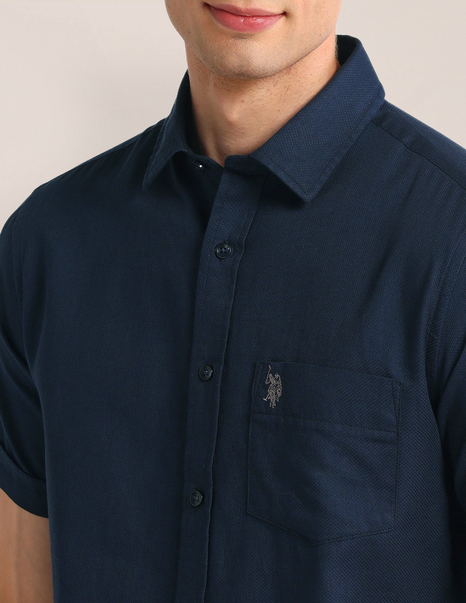 Solid Regular Fit Shirt Navy - U.S. POLO ASSN. | Large