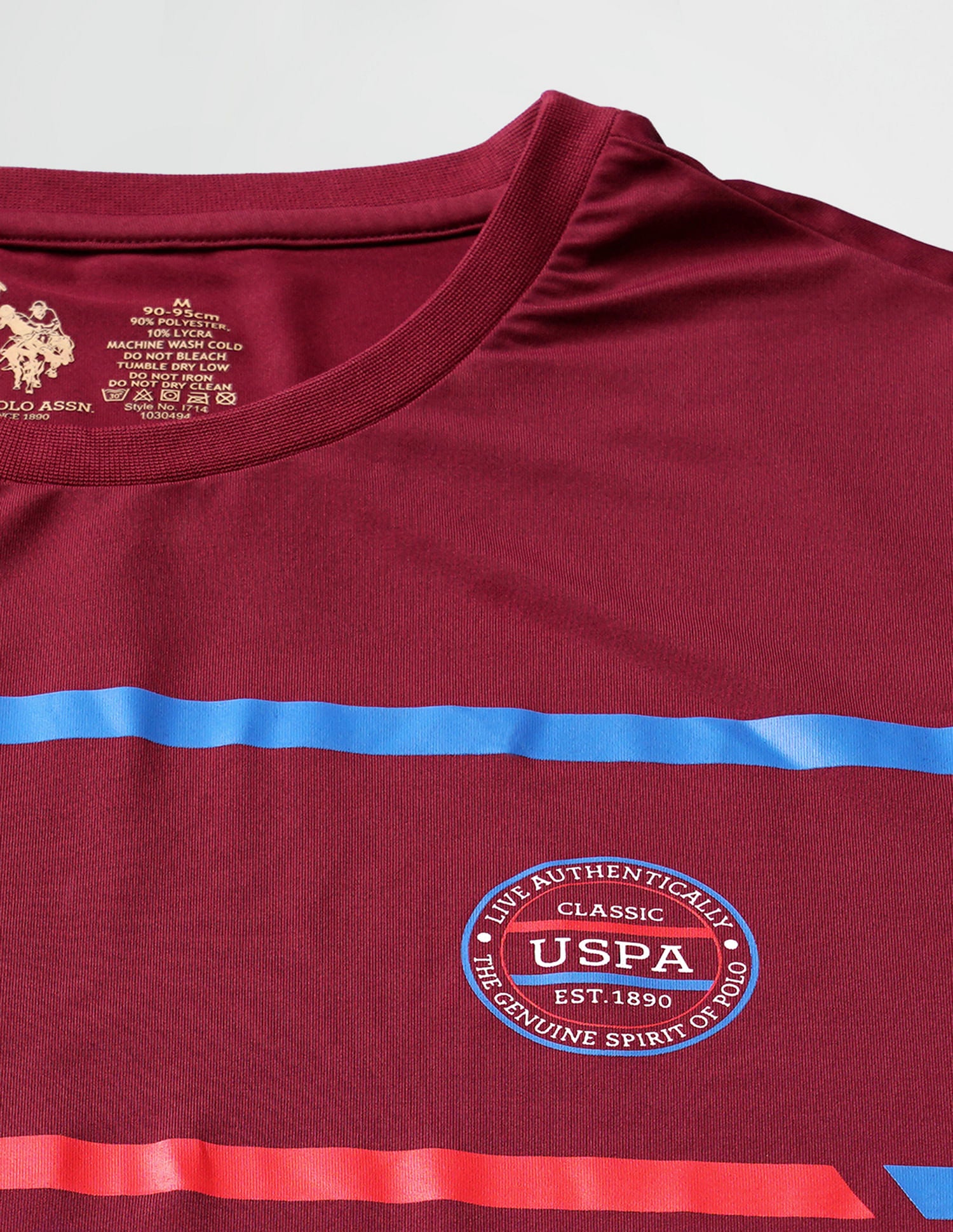 Brand Stripe Crew Neck I714 Lounge T-Shirt - Pack Of 1 Maroon - U.S. POLO ASSN. | Large