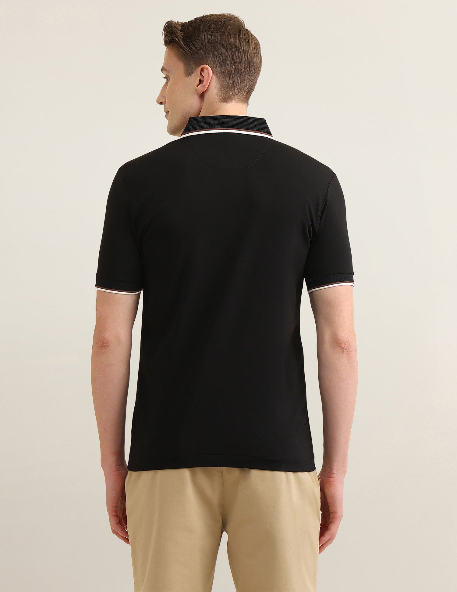 Solid Sotogrande Slim Fit Polo Shirt Black - U.S. Polo Assn. India | Large