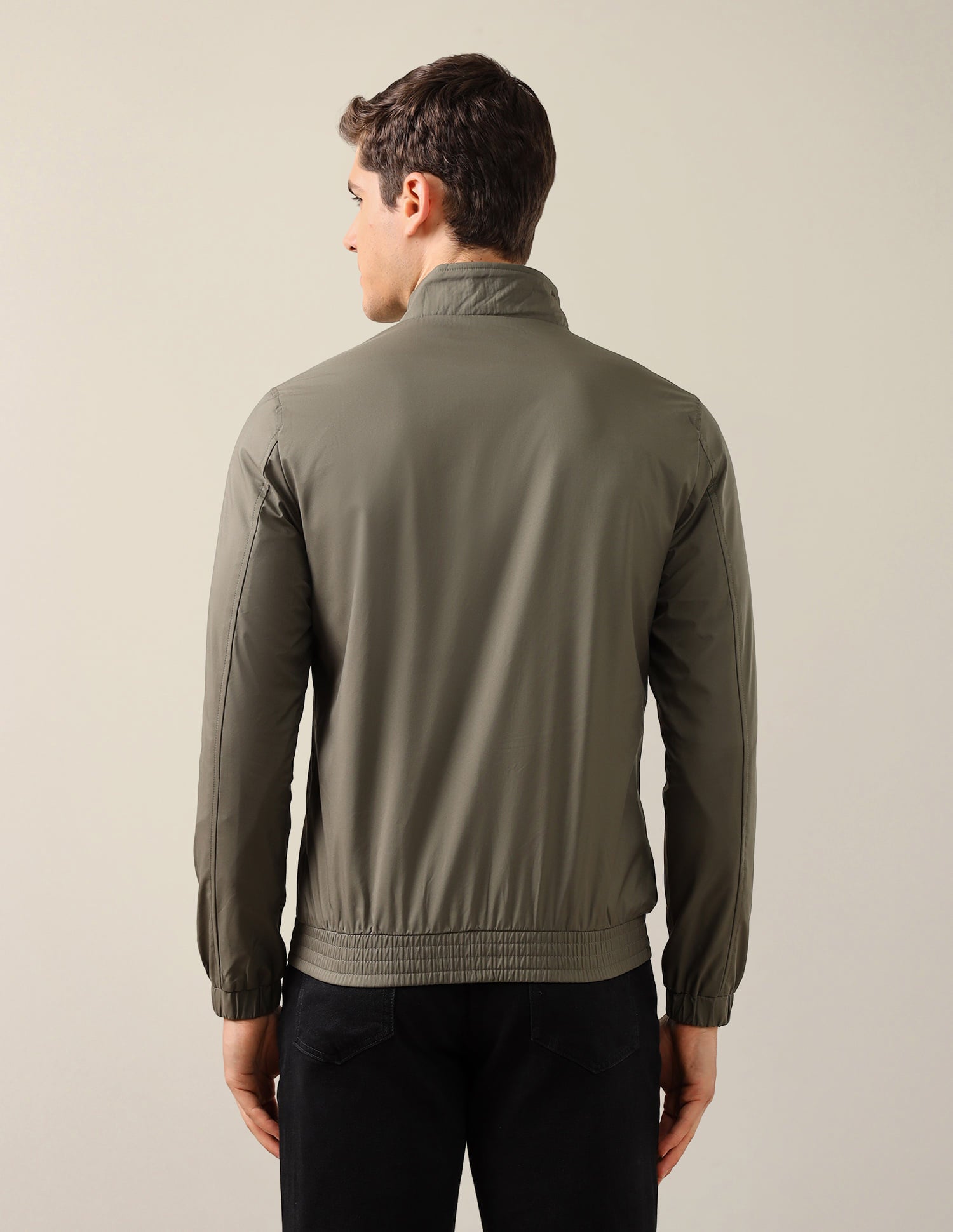 High Neck Solid Polyester Jacket Olive - U.S. Polo Assn. India | Large