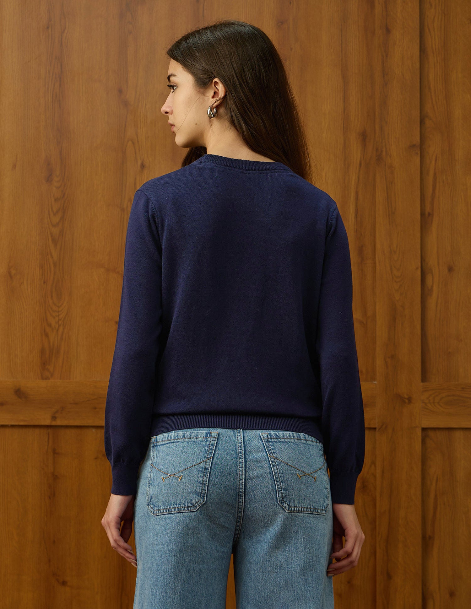 Appliqued Regular Fit Sweater Blue - U.S. POLO ASSN. | Large