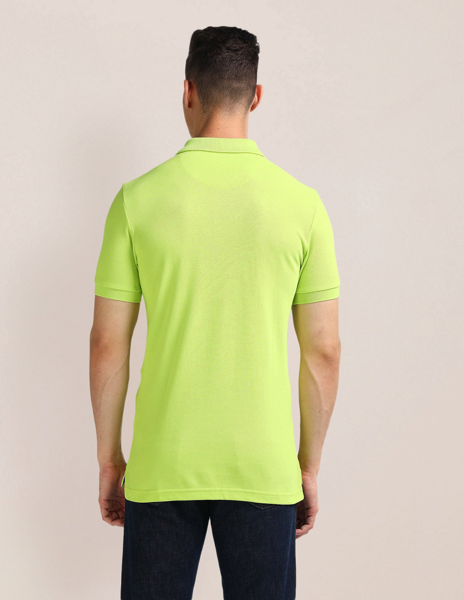 Solid Slim Fit Polo Shirt Green - U.S. Polo Assn. India | Large