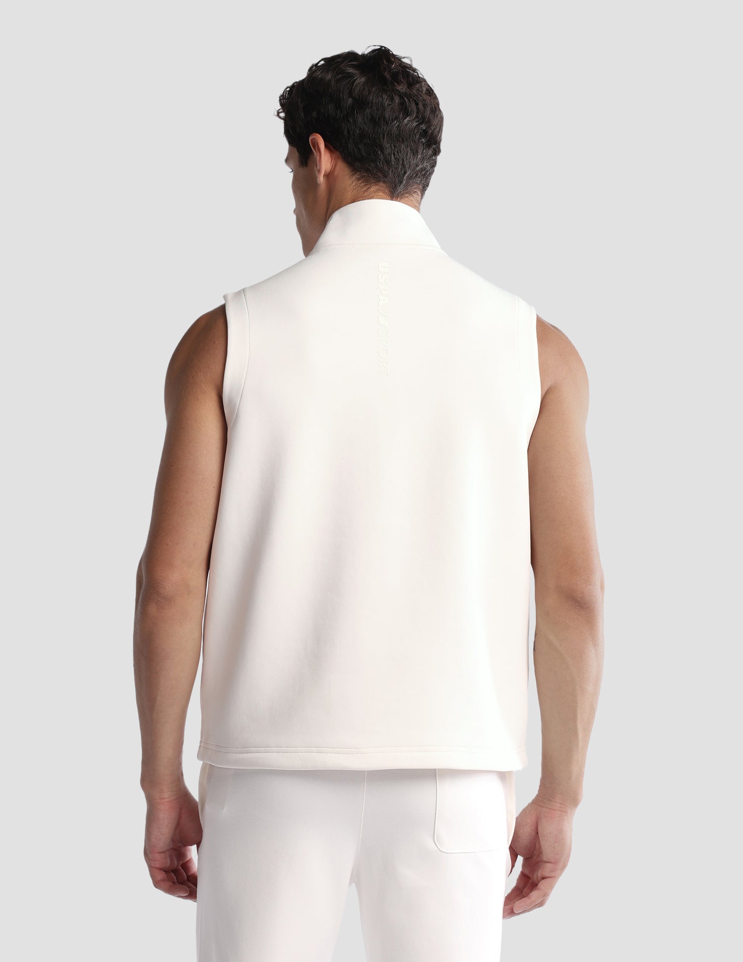 Solid Regular Fit Active Sweatshirt Off White - U.S. Polo Assn. India | Large