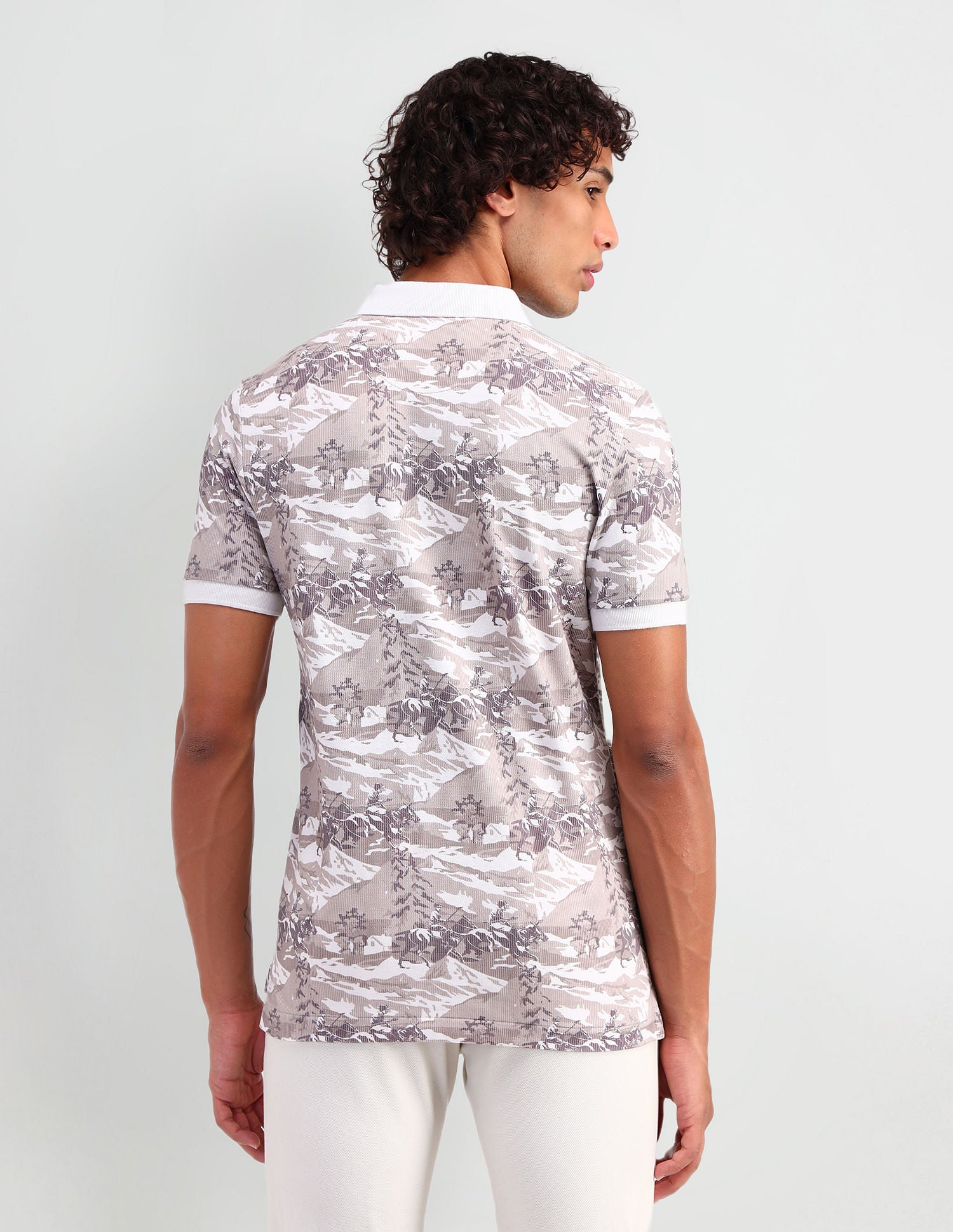 Muscle Fit All Over Polo Shirt Beige - U.S. POLO ASSN. | Large