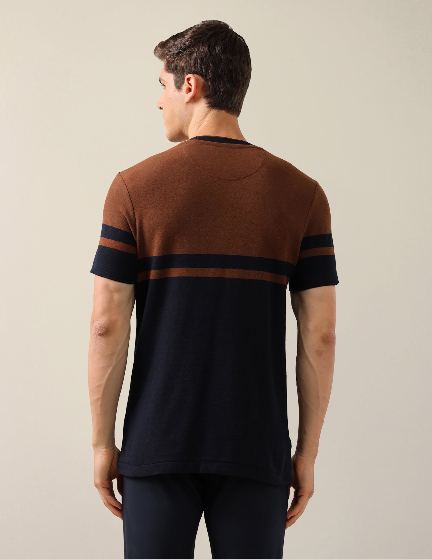 Colourblocked Slim Fit T-Shirt Brown - U.S. Polo Assn. India | Large