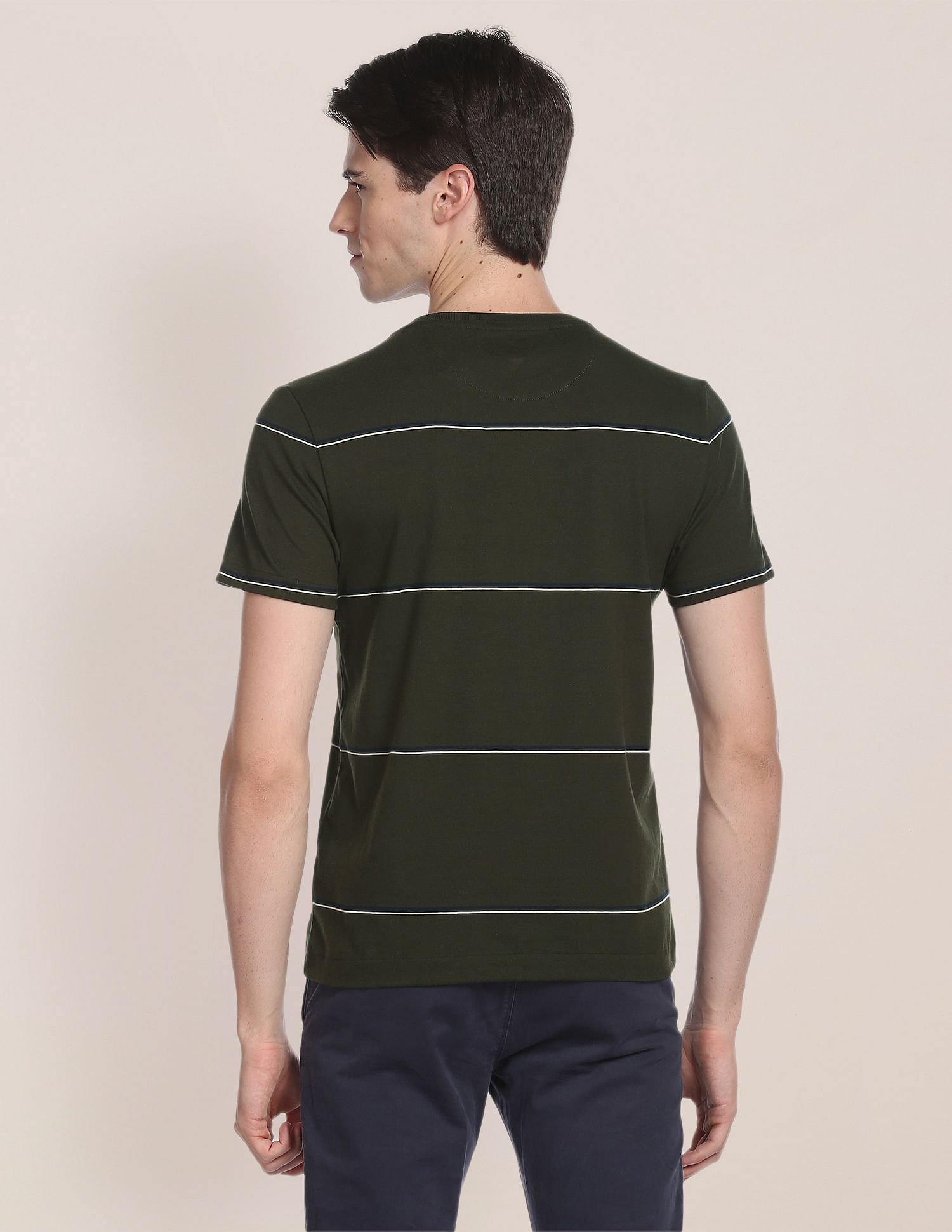 Signature Stripe Cotton T-Shirt Olive - U.S. Polo Assn. India | Large