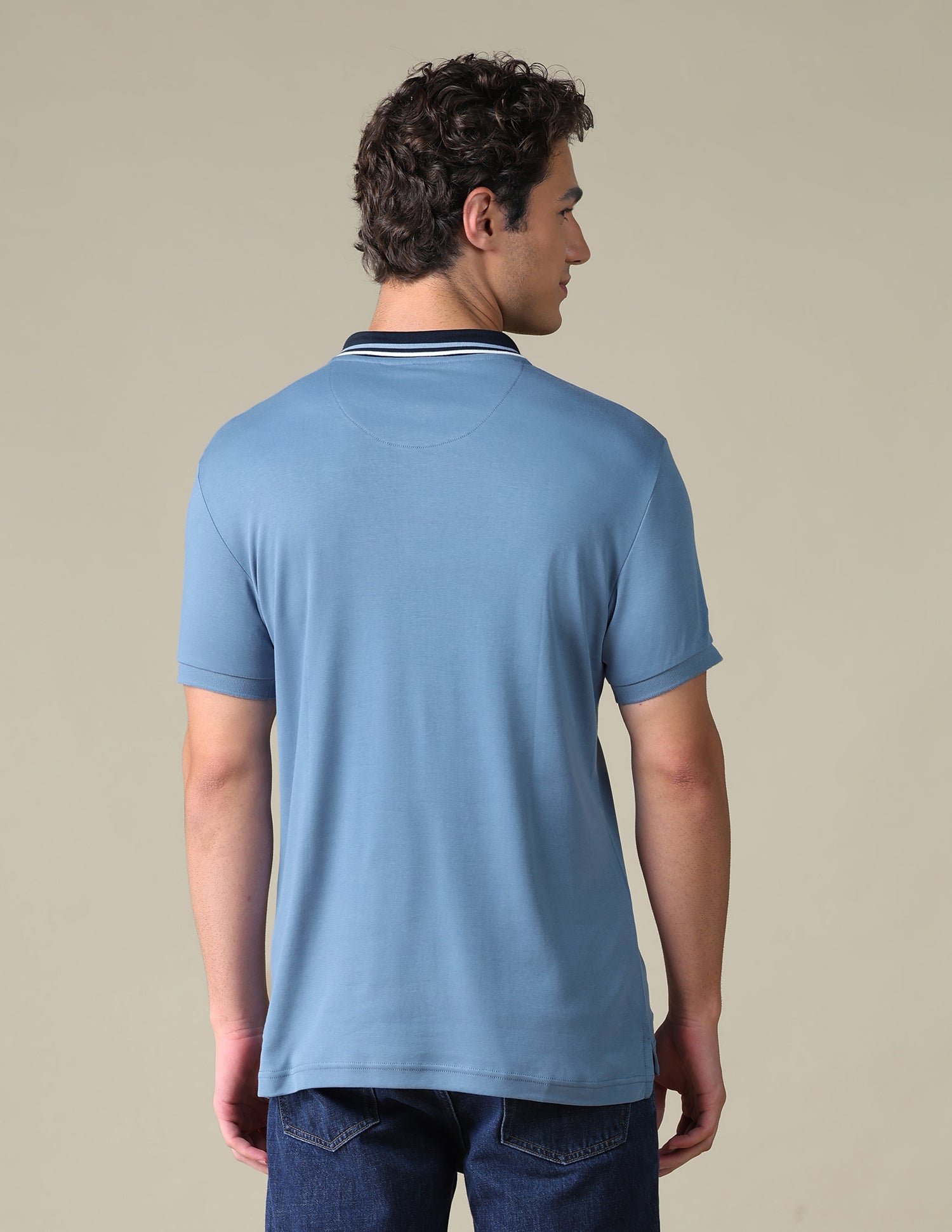 Regular Fit Solid Polo Shirt Blue - U.S. Polo Assn. India | Large