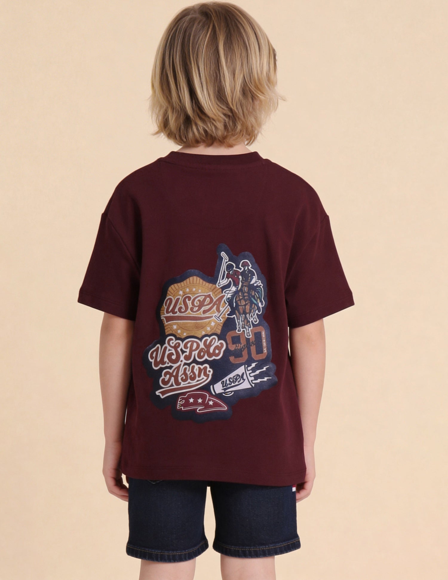 Graphic Brand Printed Oversized Fit T-Shirt Dark Red - U.S. Polo Assn. India | Large