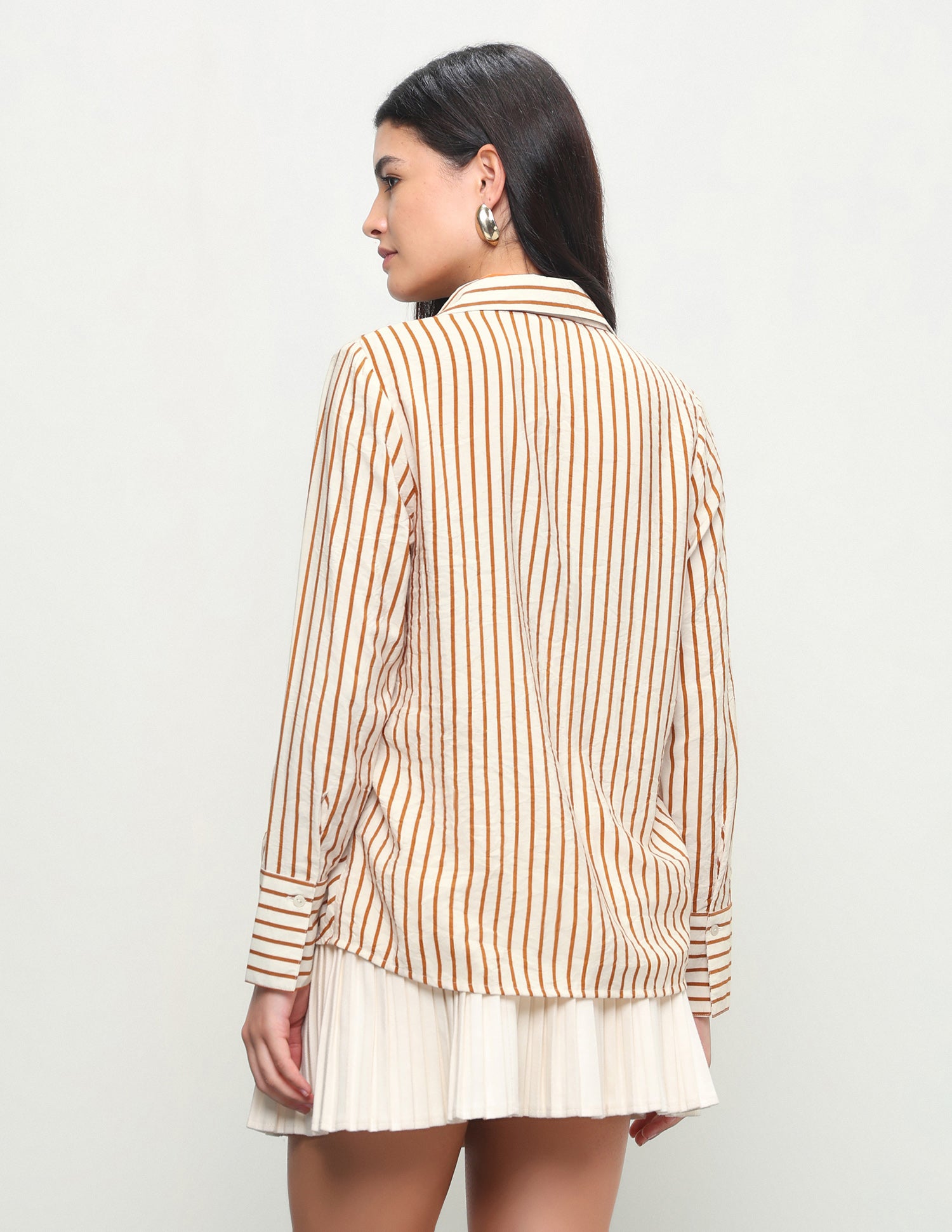 Diagonal Striped Regular Fit Shirt Mustard - U.S. Polo Assn. India | Large