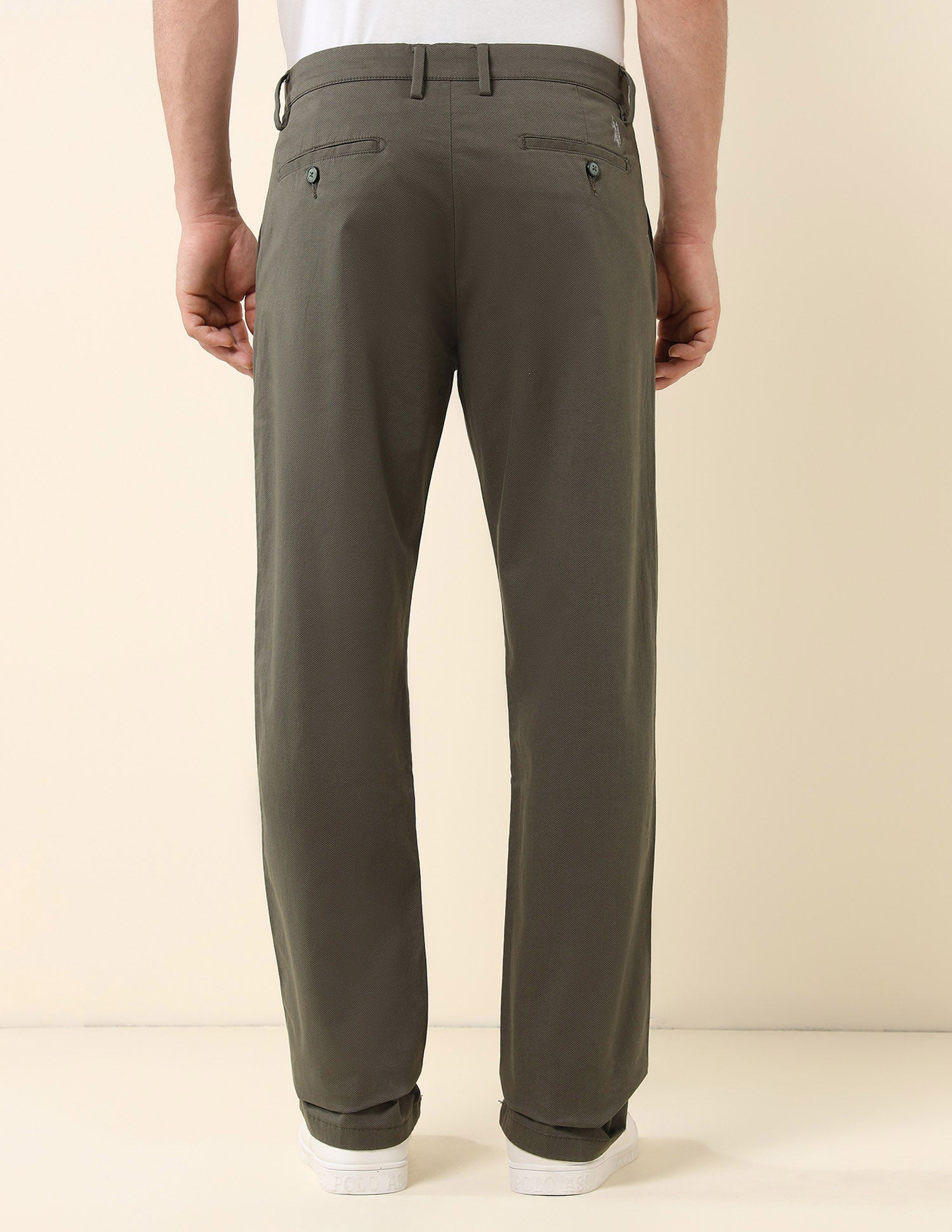 Solid Riley Fit Straight Fit Trousers Olive - U.S. Polo Assn. India | Large