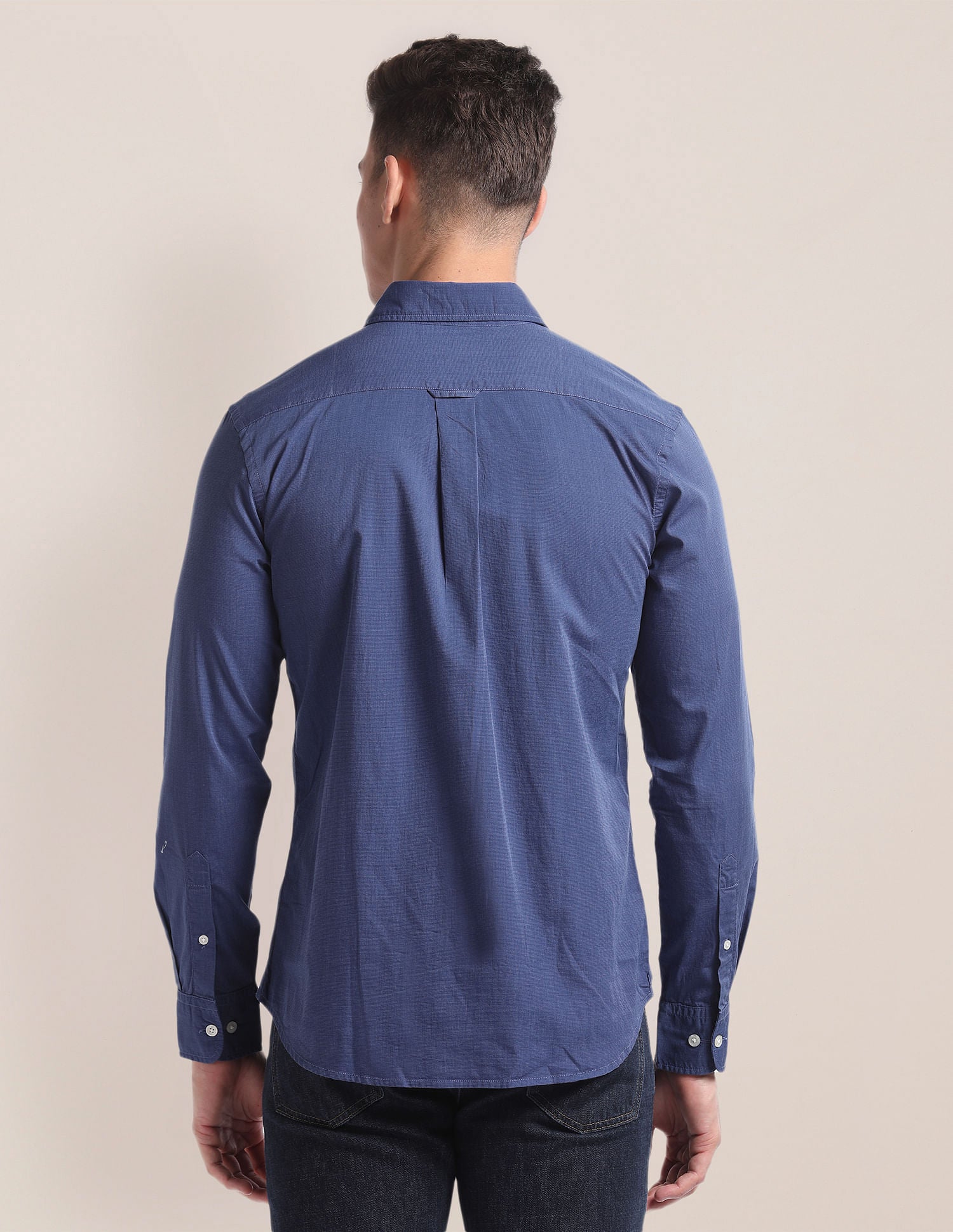 Premium Cotton Patterned Shirt Navy - U.S. Polo Assn. India | Large