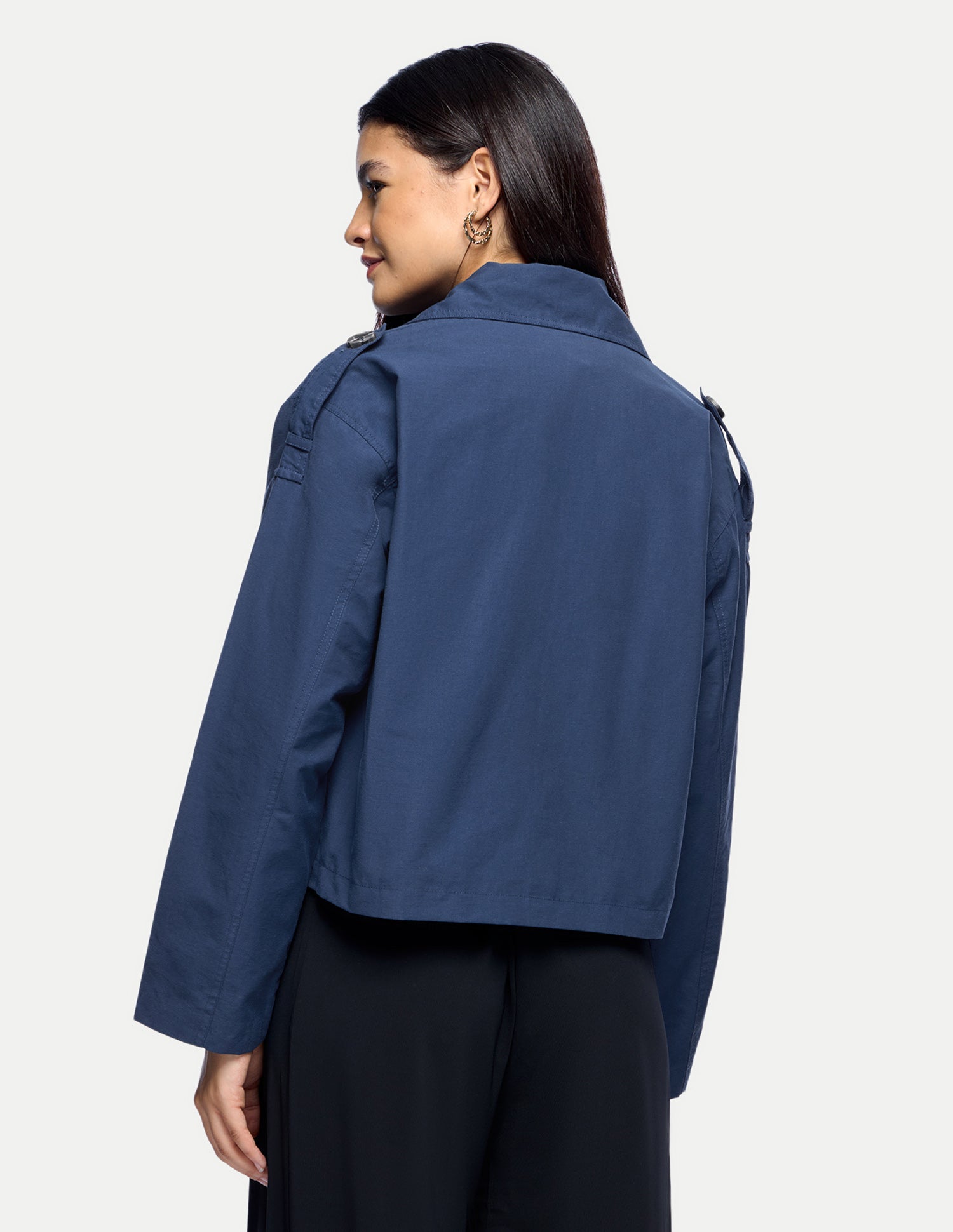 Cropped Boxy Twill Jacket Navy - U.S. Polo Assn. India | Large