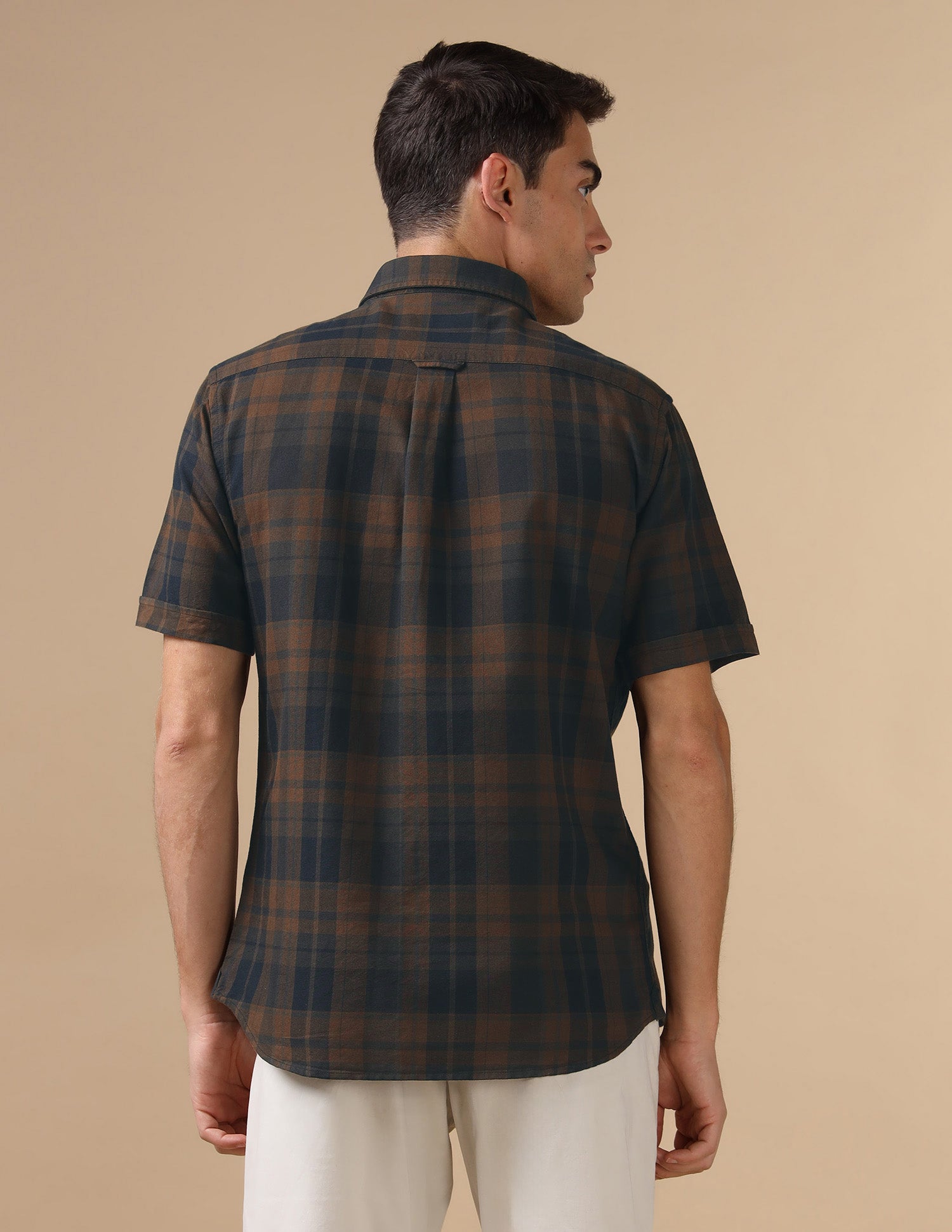 Pure Cotton Plaid Checked Oxford Shirt Brown - U.S. POLO ASSN. | Large