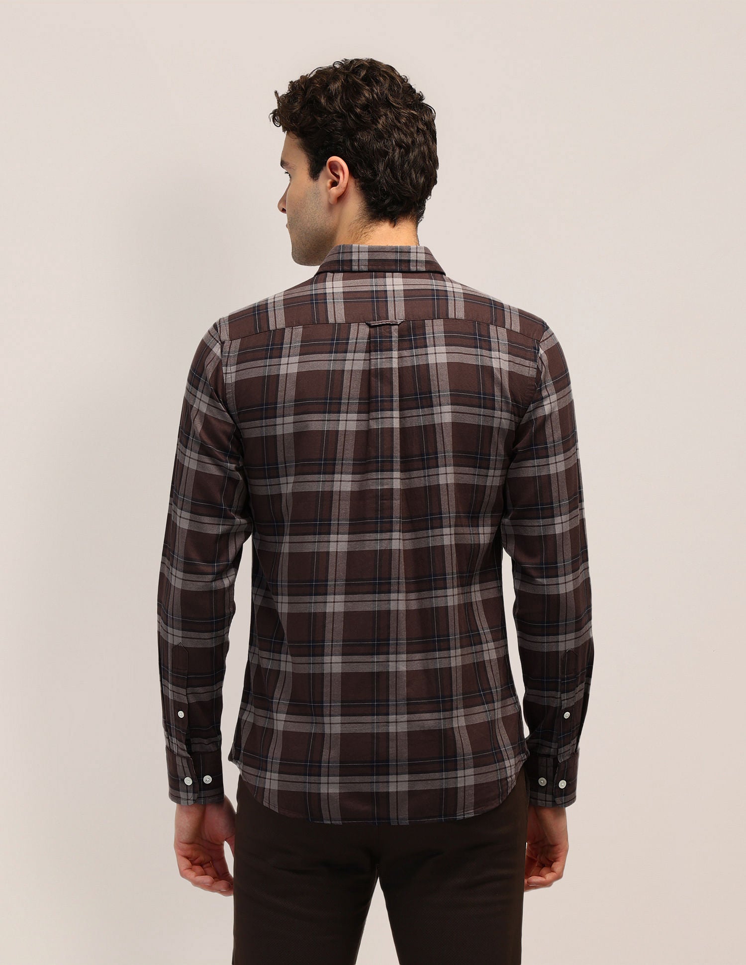 Tailored Fit Dobby Checked Shirt Brown - U.S. POLO ASSN. | Large