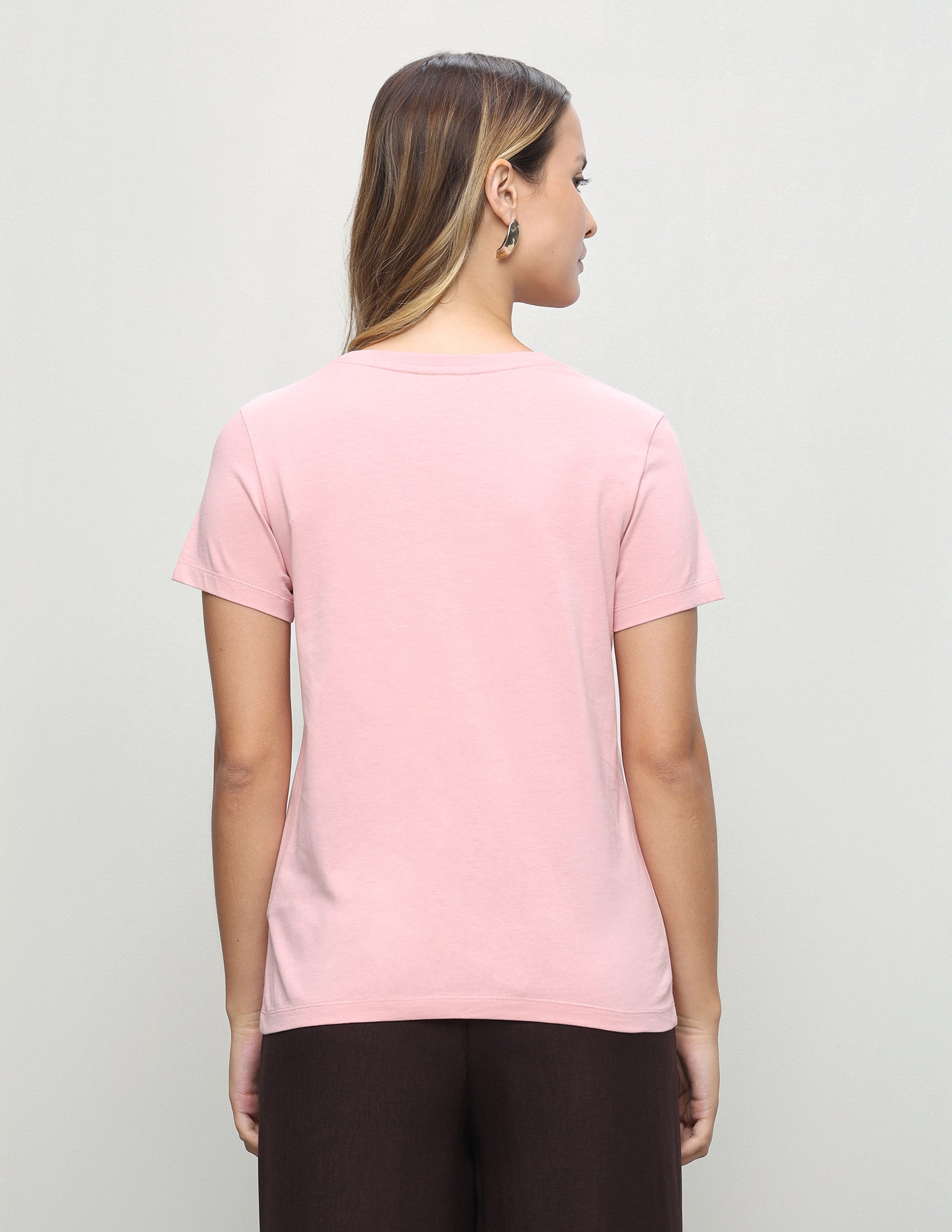 Typographic Brand Printed Regular Fit T-Shirt Light Pink - U.S. Polo Assn. India | Large
