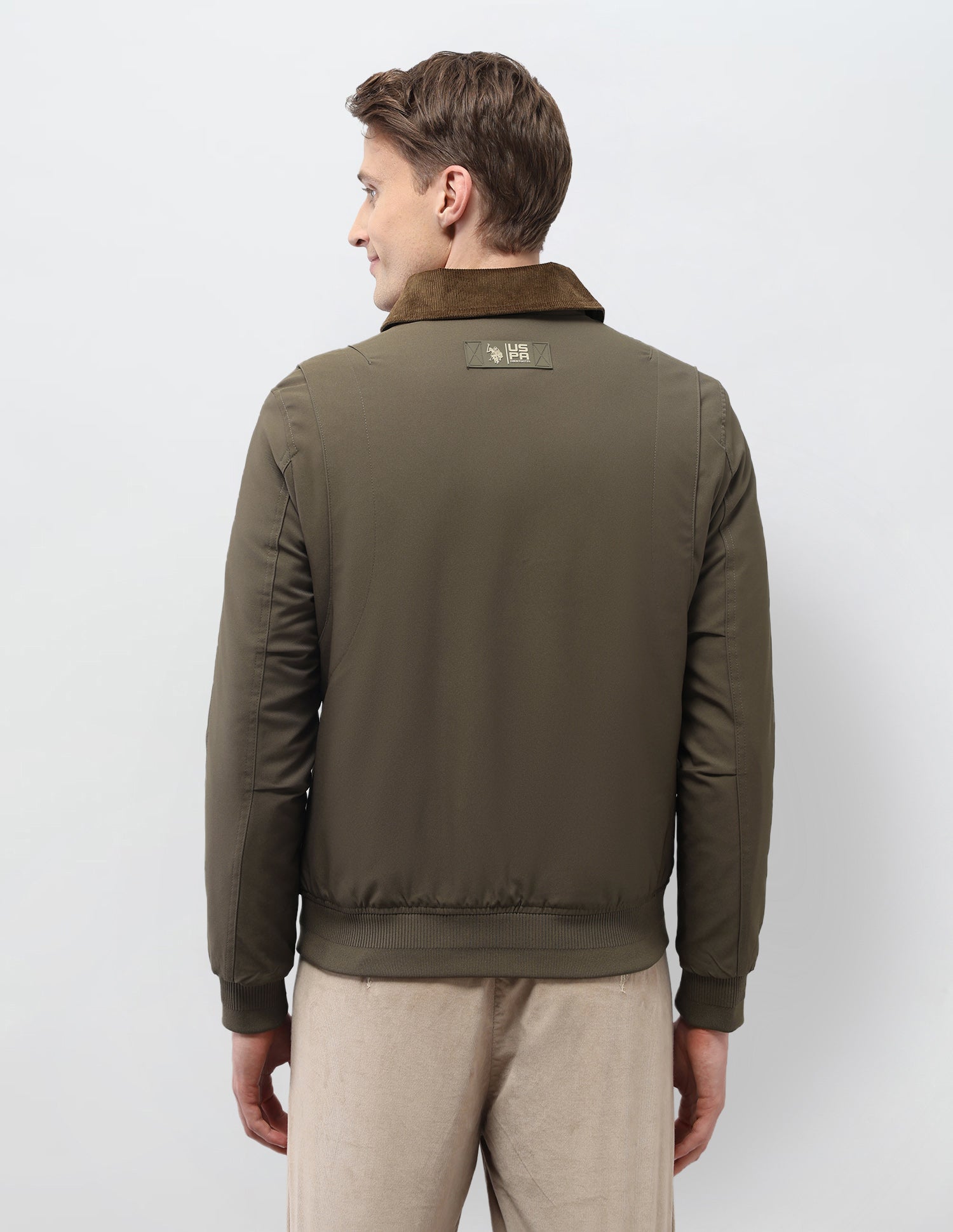 Solid Regular Fit Jacket Olive - U.S. Polo Assn. India | Large