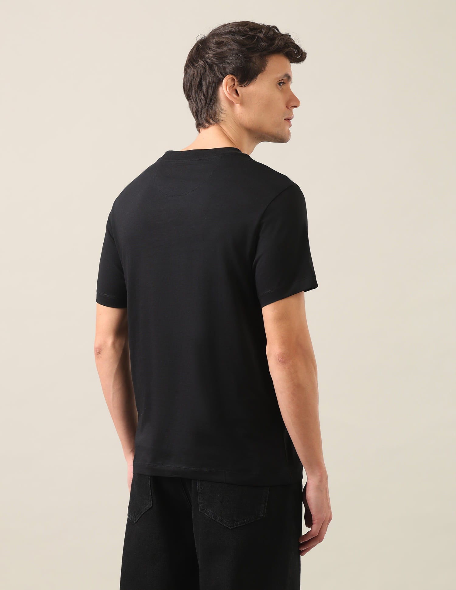 Typographic Brand Printed Regular Fit T-Shirt Black - U.S. Polo Assn. India | Large