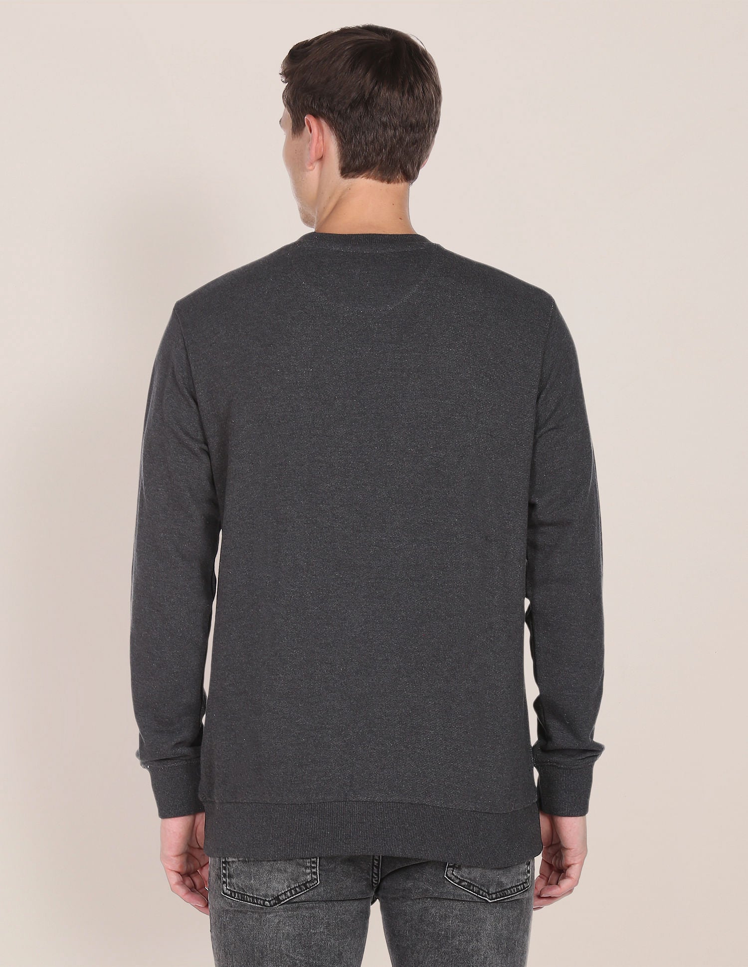 Crew Neck Colour Block Sweatshirt Grey and Black - U.S. POLO ASSN. | Large