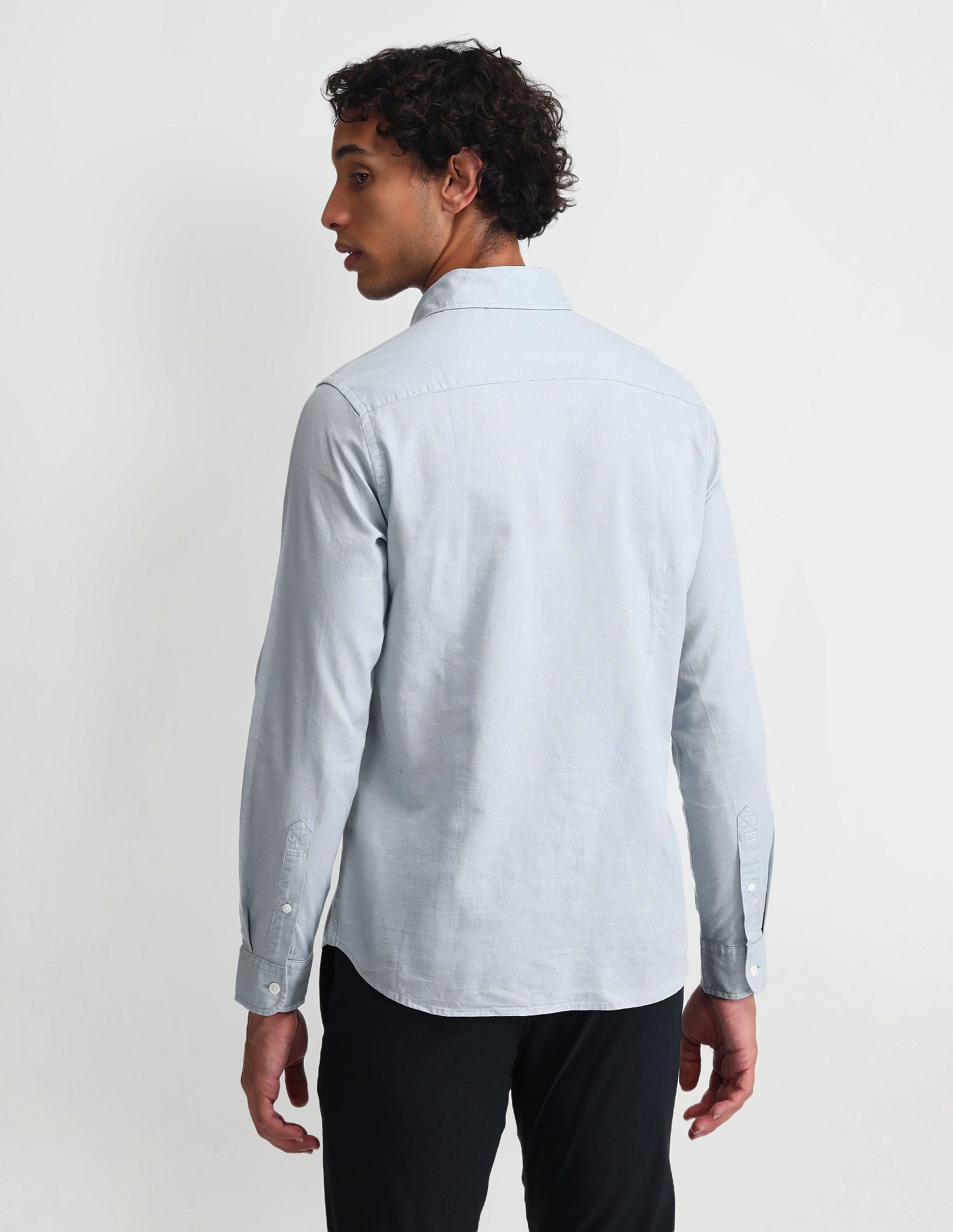 Slim Fit Solid Twill Shirt Light Blue - U.S. Polo Assn. India | Large