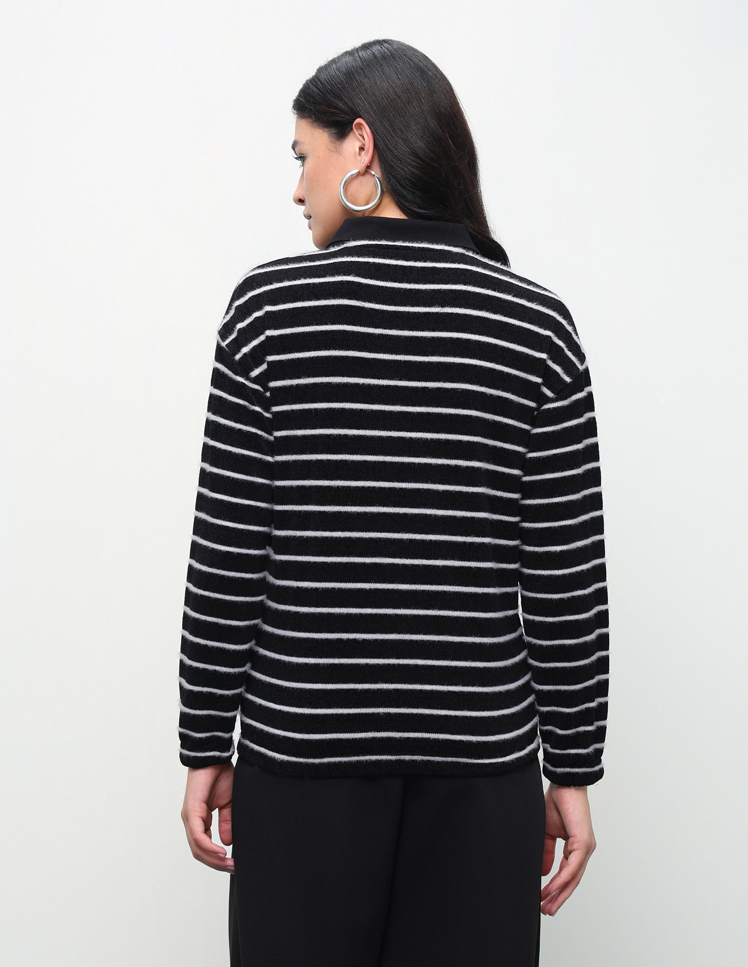 Horizontal Striped Regular Fit Sweater Black - U.S. Polo Assn. India | Large