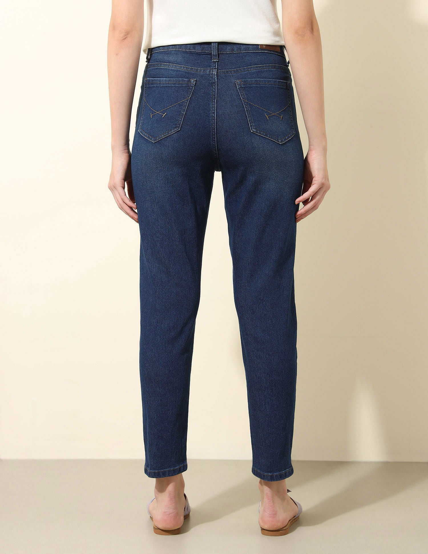 High Rise Mom Fit Jeans Blue - U.S. POLO ASSN. | Large