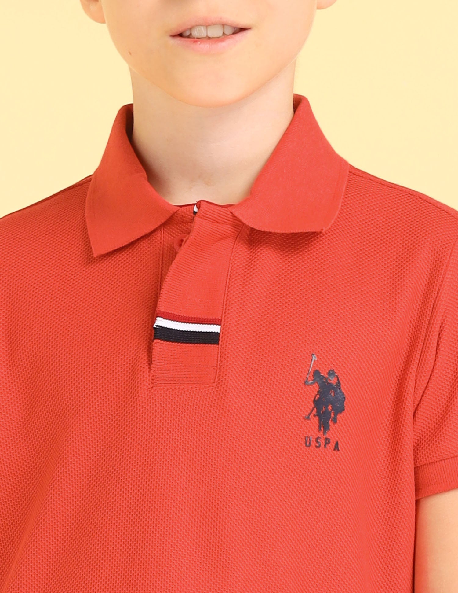 UKTSH1534 DK. ORANGE Boys T-Shirt Dark Orange - U.S. POLO ASSN. | Large