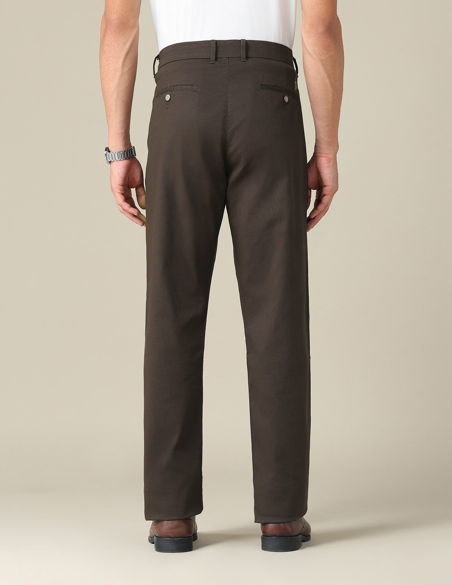 Riley Straight Fit Dobby Trousers Chocolate - U.S. POLO ASSN. | Large