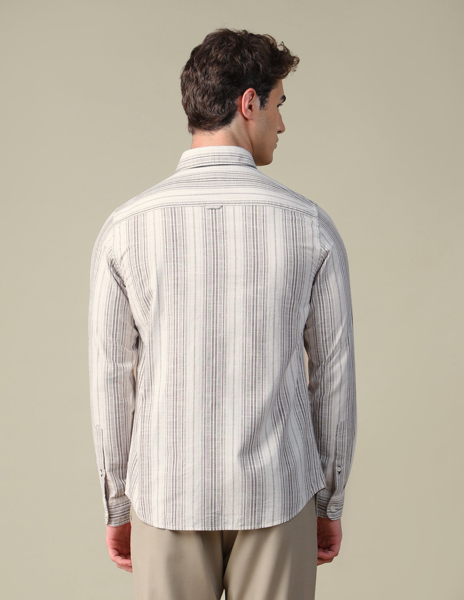 Vertical Striped Regular Fit Shirt Beige - U.S. Polo Assn. India | Large