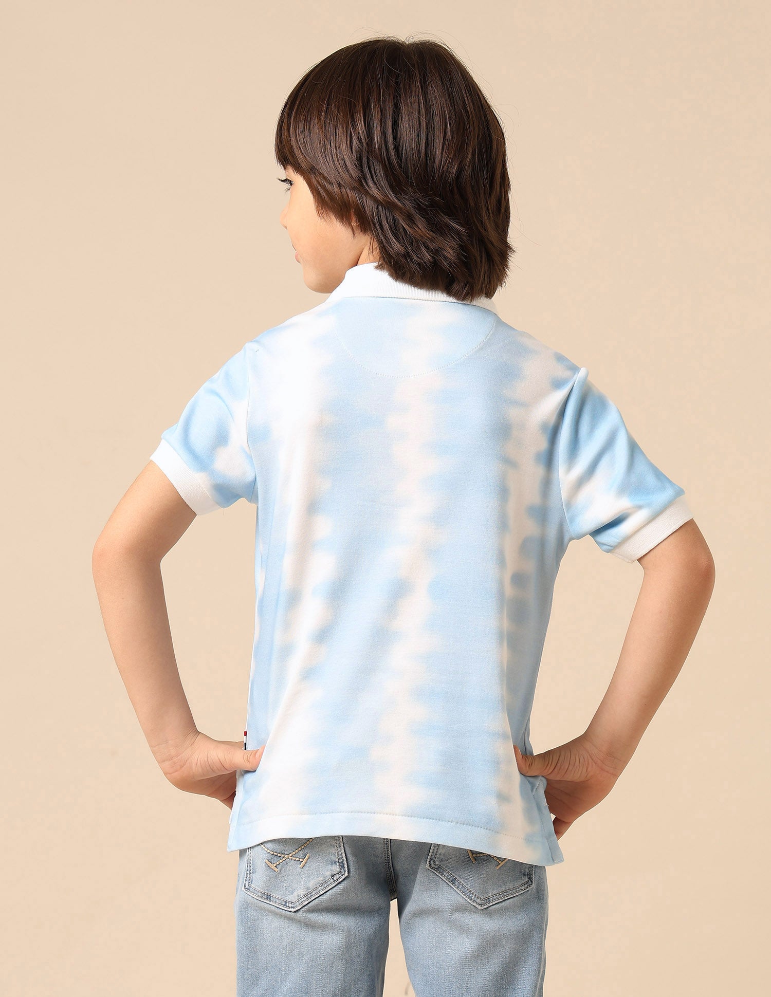 Boys All Over Printed Regular Fit Polo Shirt Light Blue - U.S. POLO ASSN. | Large